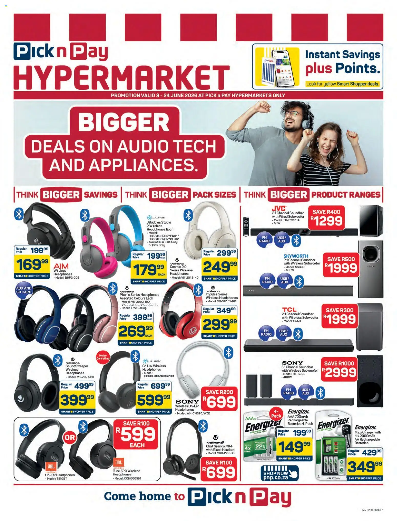 New Pick n Pay catalogue – valid from 08.06.2026 | Page: 1 | Products: Headset, Audio, Charger, Subwoofer