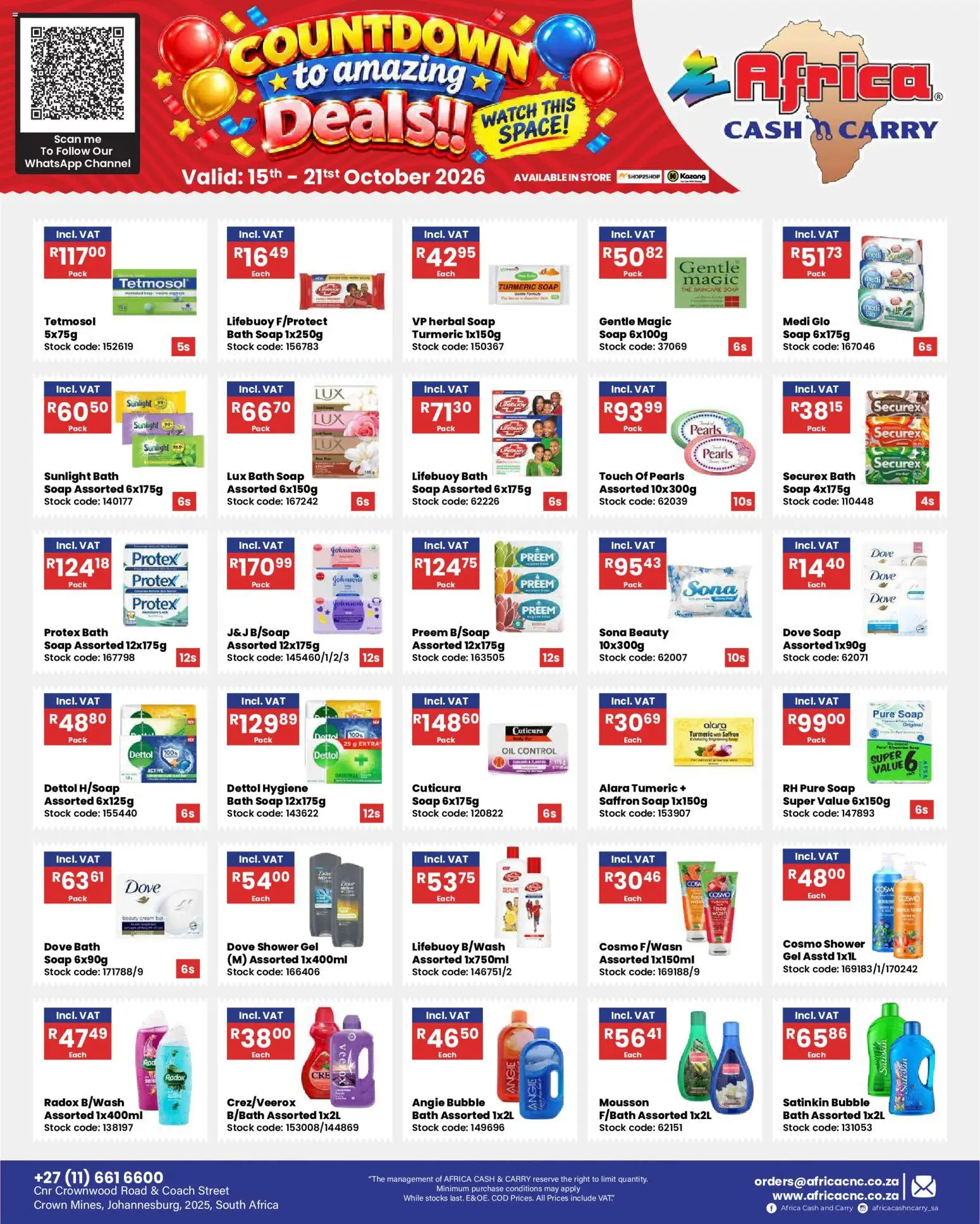 New Africa Cash & Carry catalogue – valid from 15/10/2026 | Page: 7 | Products: Watch, Bath, Shower, Cream