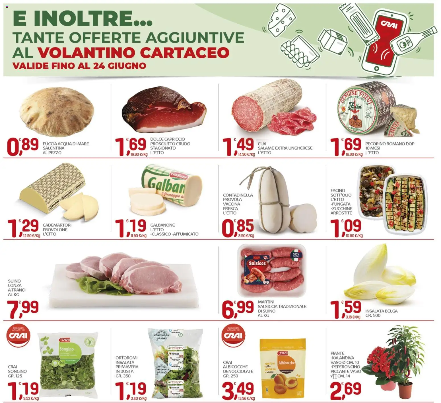 Volantino CRAI del 11.06.2026 | Pagina: 18 | Prodotti: Insalata, Acqua, Prosciutto, Salsiccia