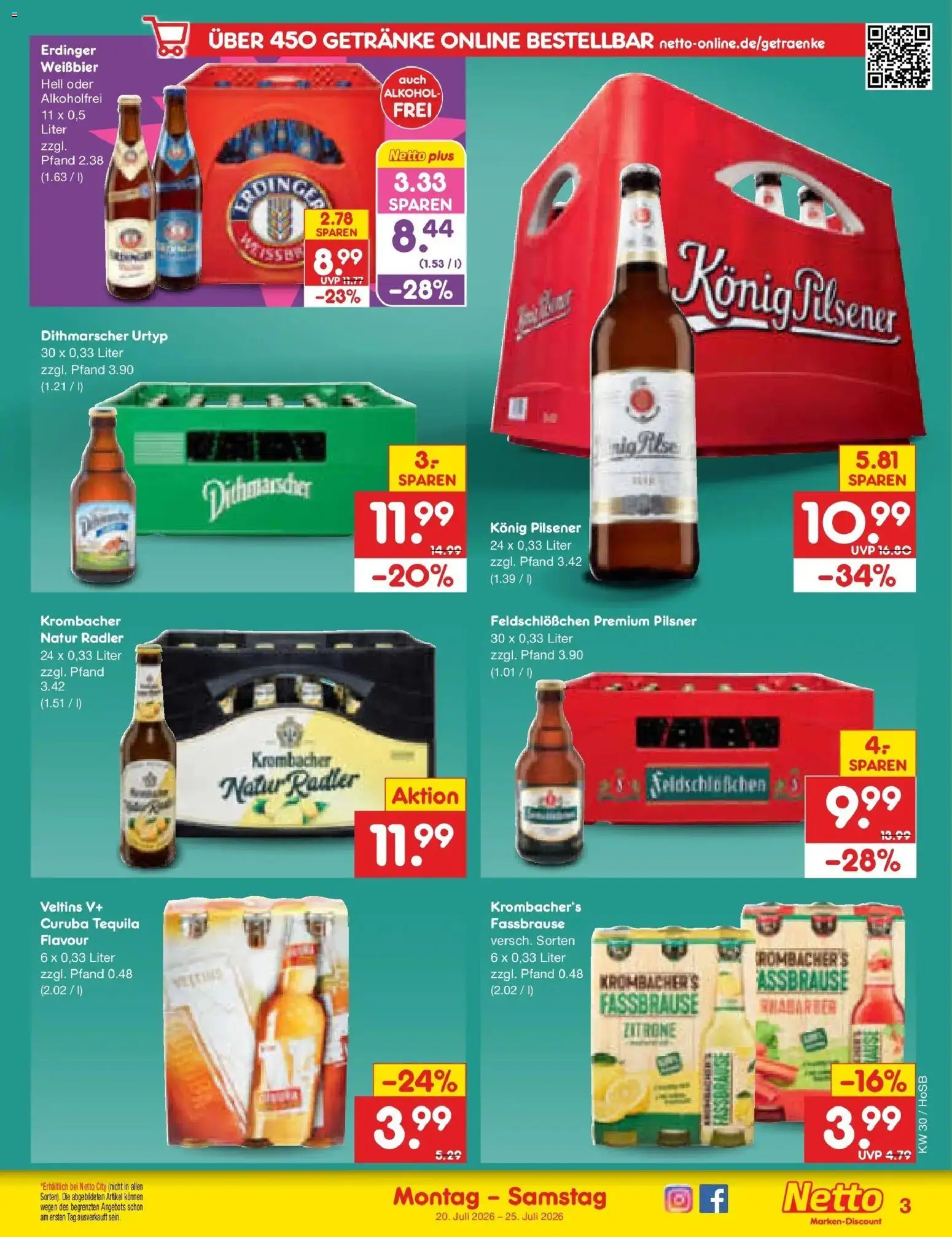Netto Marken-Discount Prospekt Hannover – gültig ab 20.07.2026 | Seite: 57 | Produkte: Radler, Krombacher, Rhabarber, Veltins