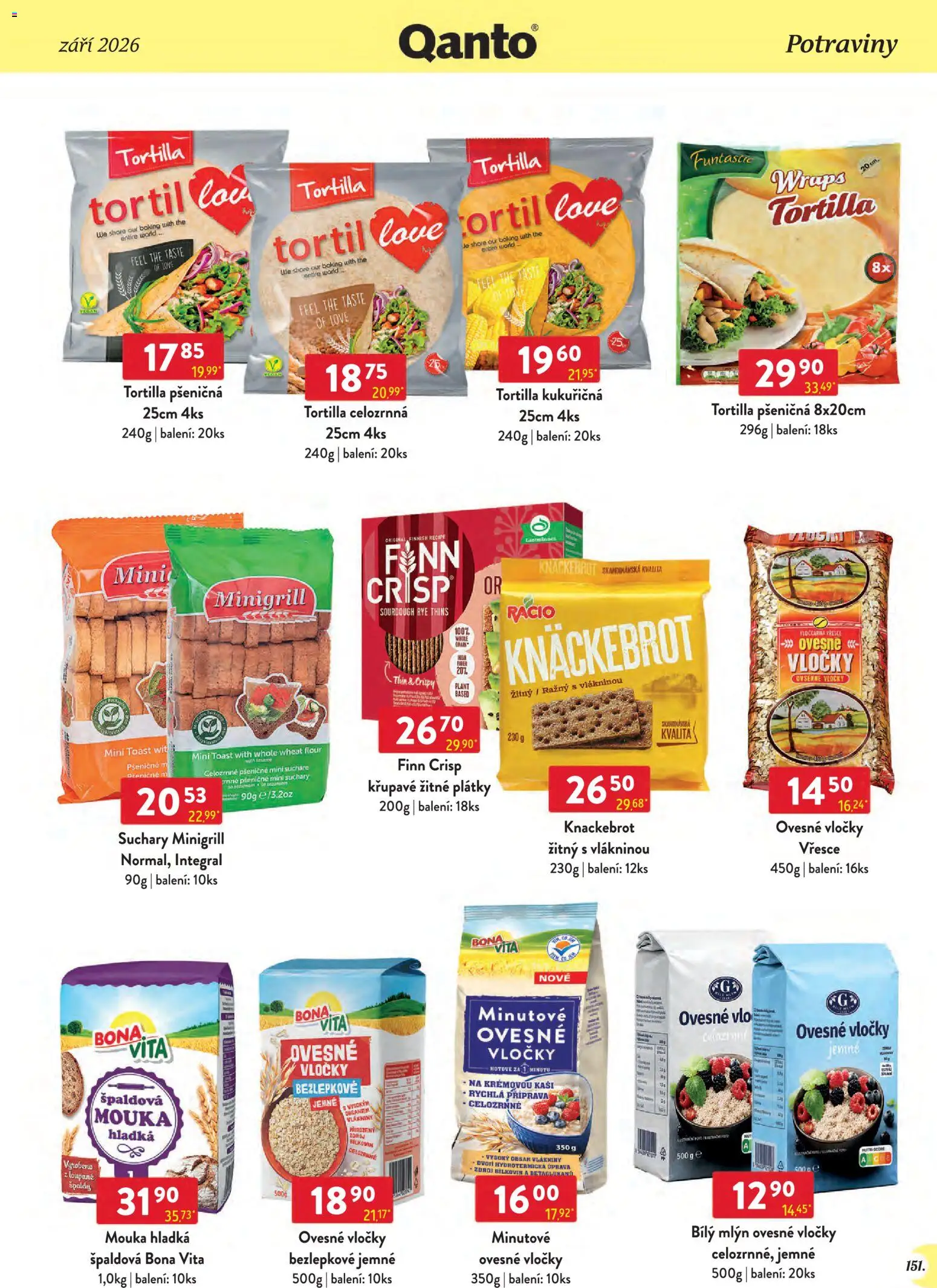 Astur & Qanto leták - Velkoobchod 09/2026 od 01.09.2026 | Strana: 151 | Produkty: Tortilla wraps, Suchary, Ovesné vločky, Mouka