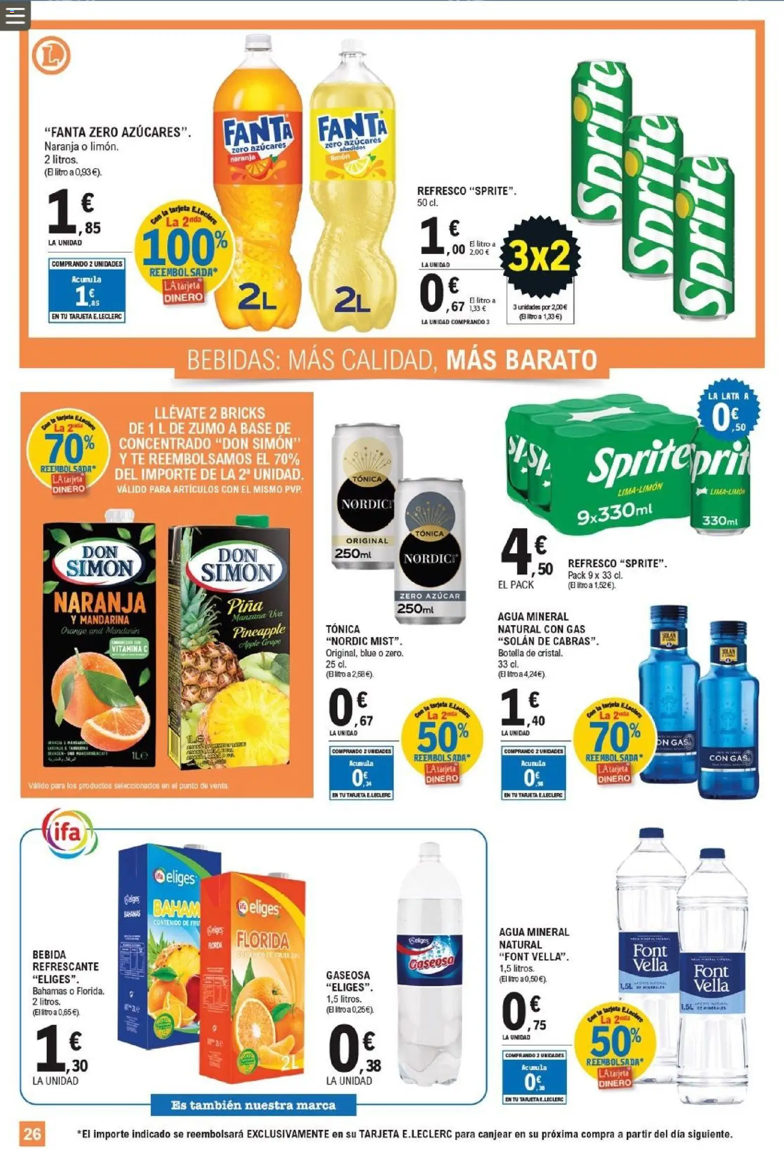 E.Leclerc folleto │ válido desde el 18.05.2026 | Página: 26 | Productos: Piña, Manzana, Πρίζες, Agua mineral