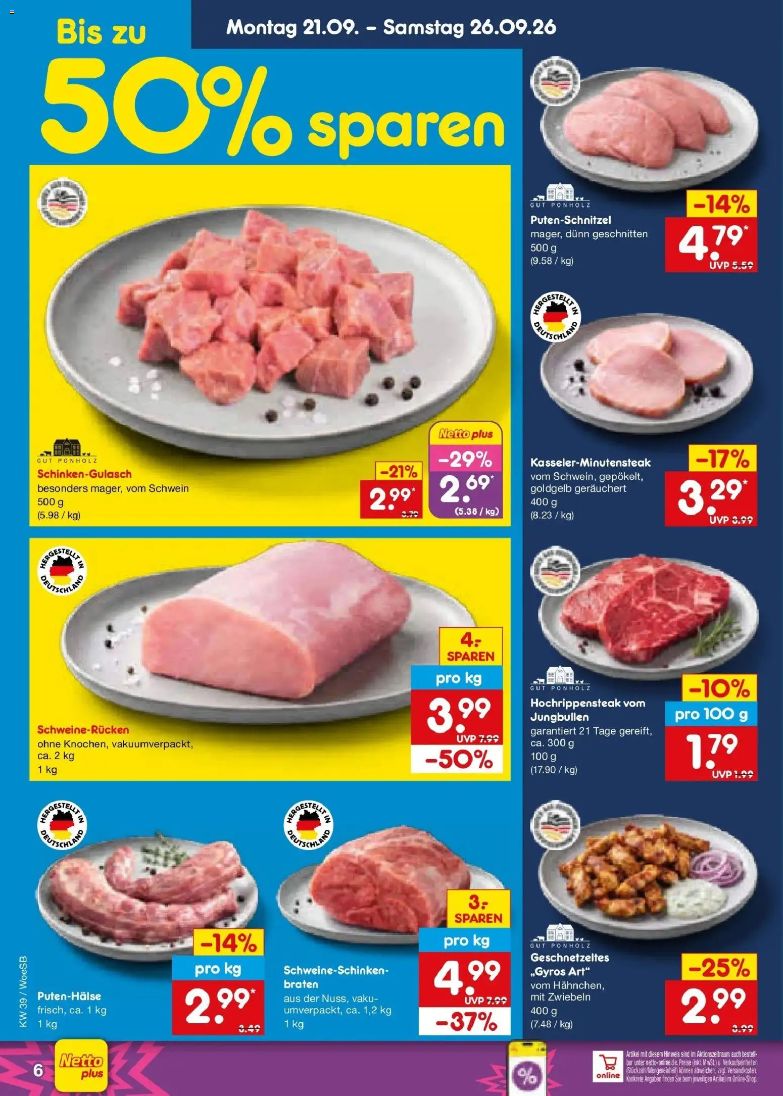 Netto Marken-Discount Prospekt Leonberg – gültig ab 21.09.2026 | Seite: 10 | Produkte: Zwiebeln, Putenschnitzel, Schweinerucken
