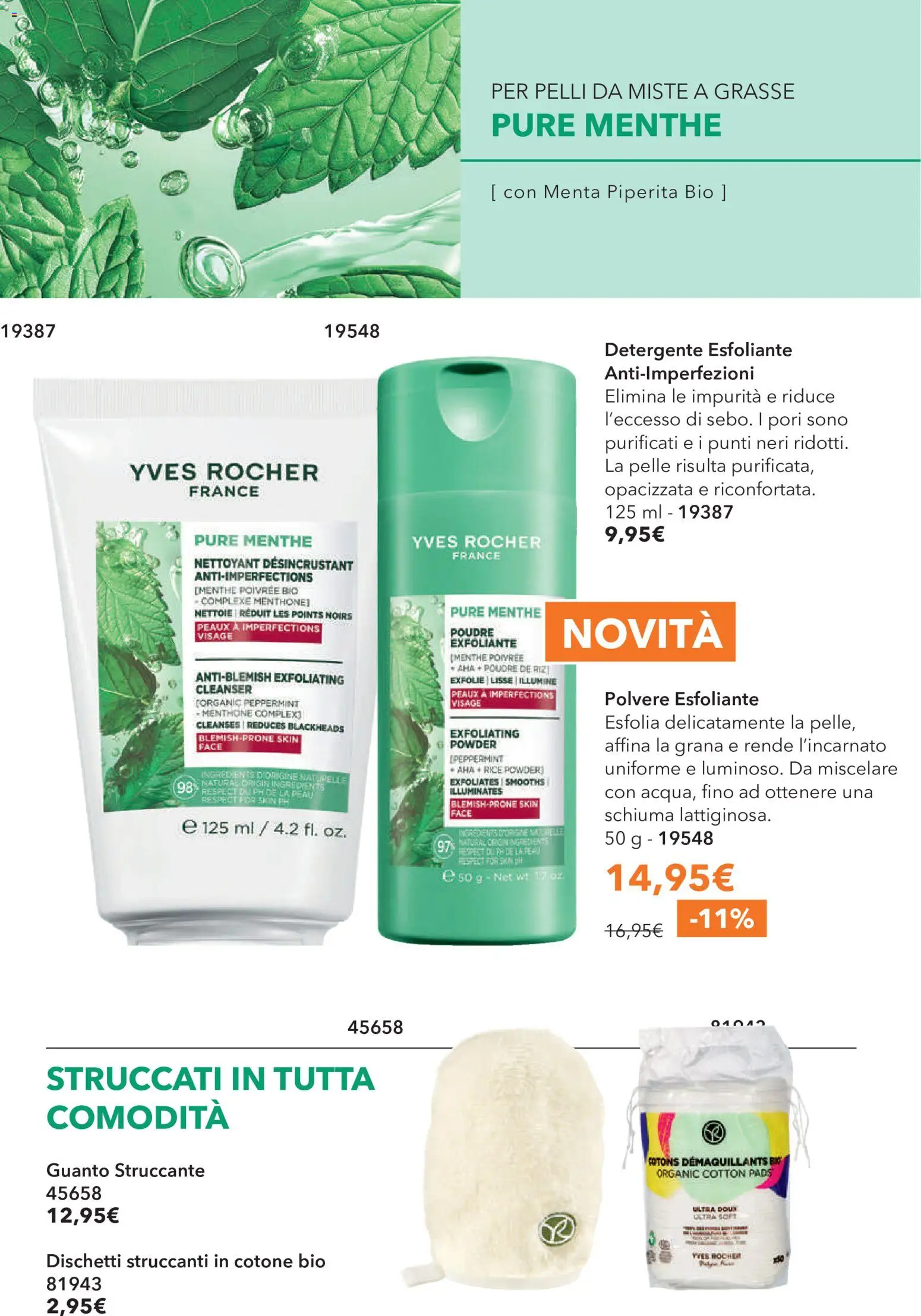 Volantino Yves Rocher del 04.06.2026 | Pagina: 34 | Prodotti: Struccante, Detergente, Dischetti struccanti, Menta