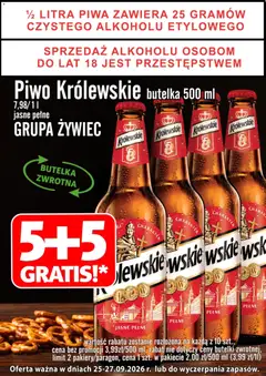 Pogląd oferty "Prim Market promocja - Piwo Królewskie 5+5 Gratis" - ważna od 25.09.2026