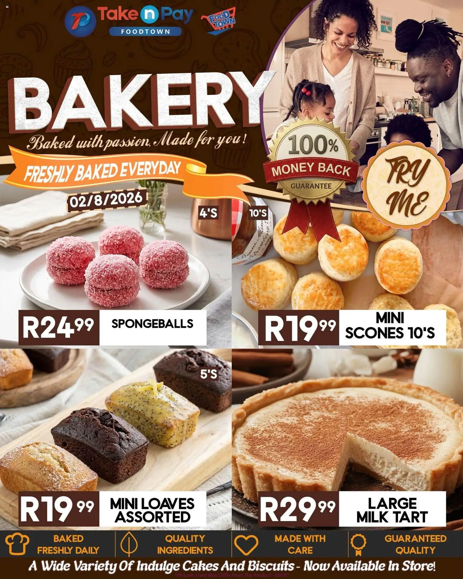 New Take n Pay catalogue – valid from 02/08/2026 | Page: 8 | Products: Bakery, Milk, Biscuits