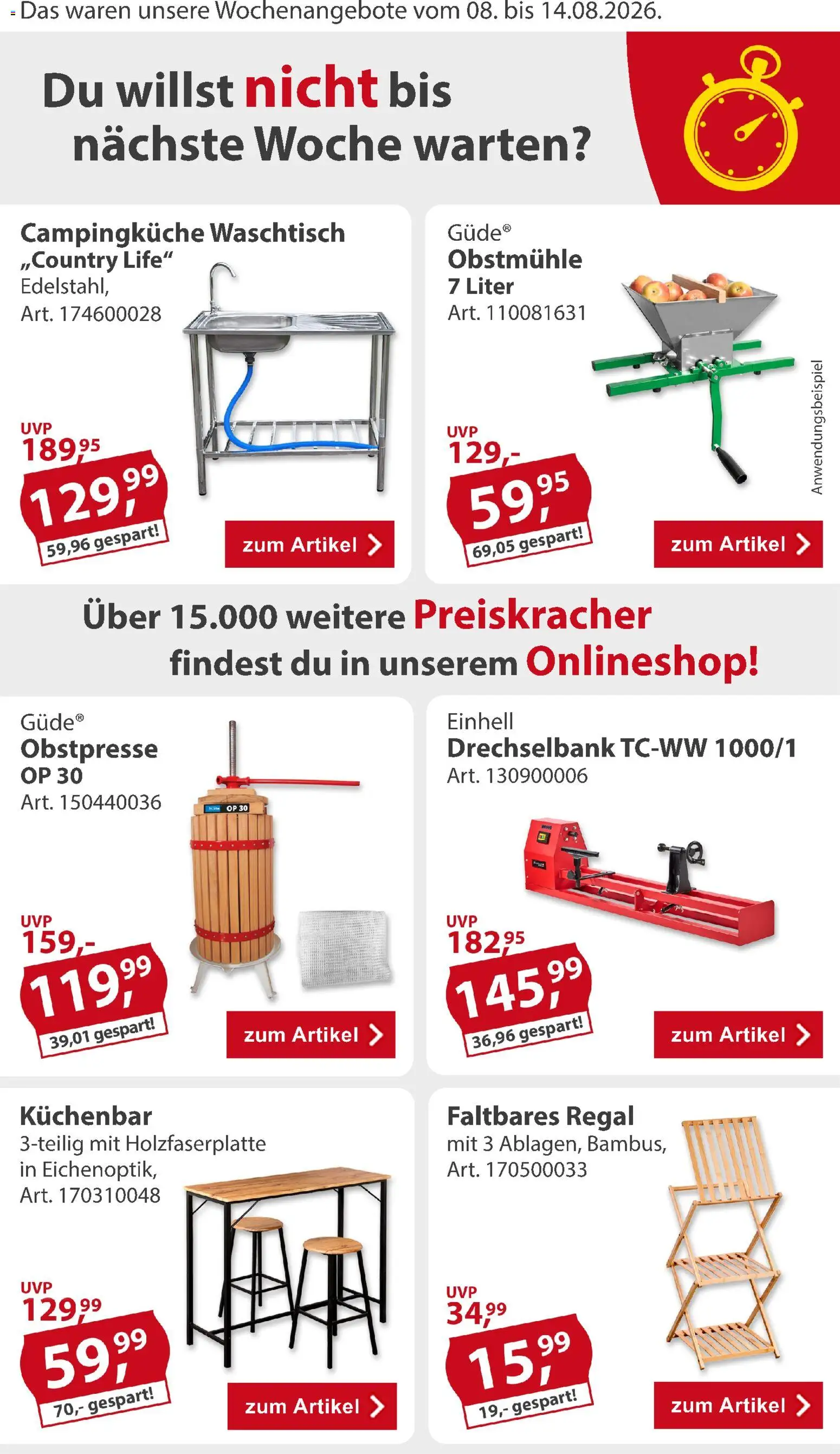 Sonderpreis Baumarkt Prospekt – gültig ab 08.08.2026 | Seite: 2 | Produkte: Regal, Waschtisch