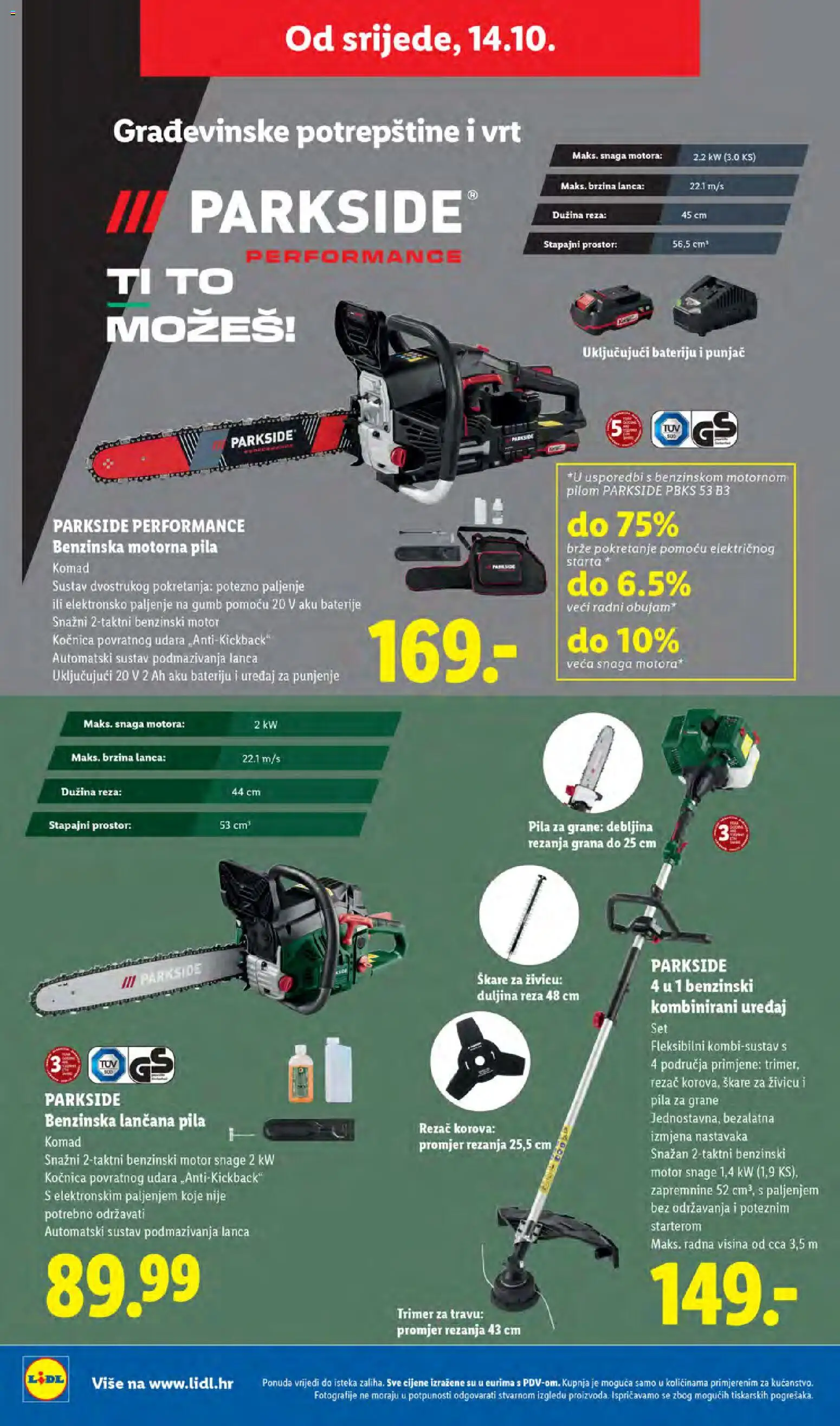 Lidl katalog | vrijedi od 12.10.2026 | Stranica: 40 | Proizvodi: Motorna pila, Pila, Škare za živicu, Rezač