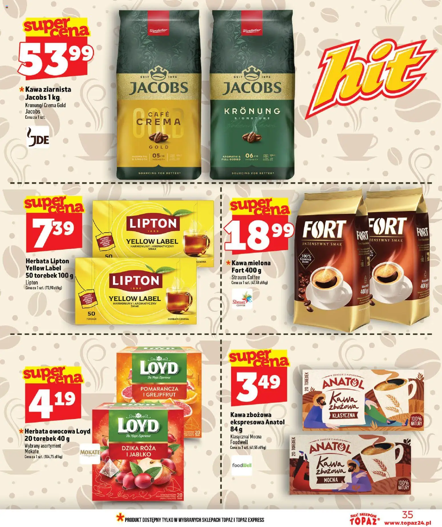 Topaz gazetka - MAZ od 25.06.2026 | Strona: 35 | Produkty: Kawa ziarnista, Herbata lipton, Kawa, Grejpfrut