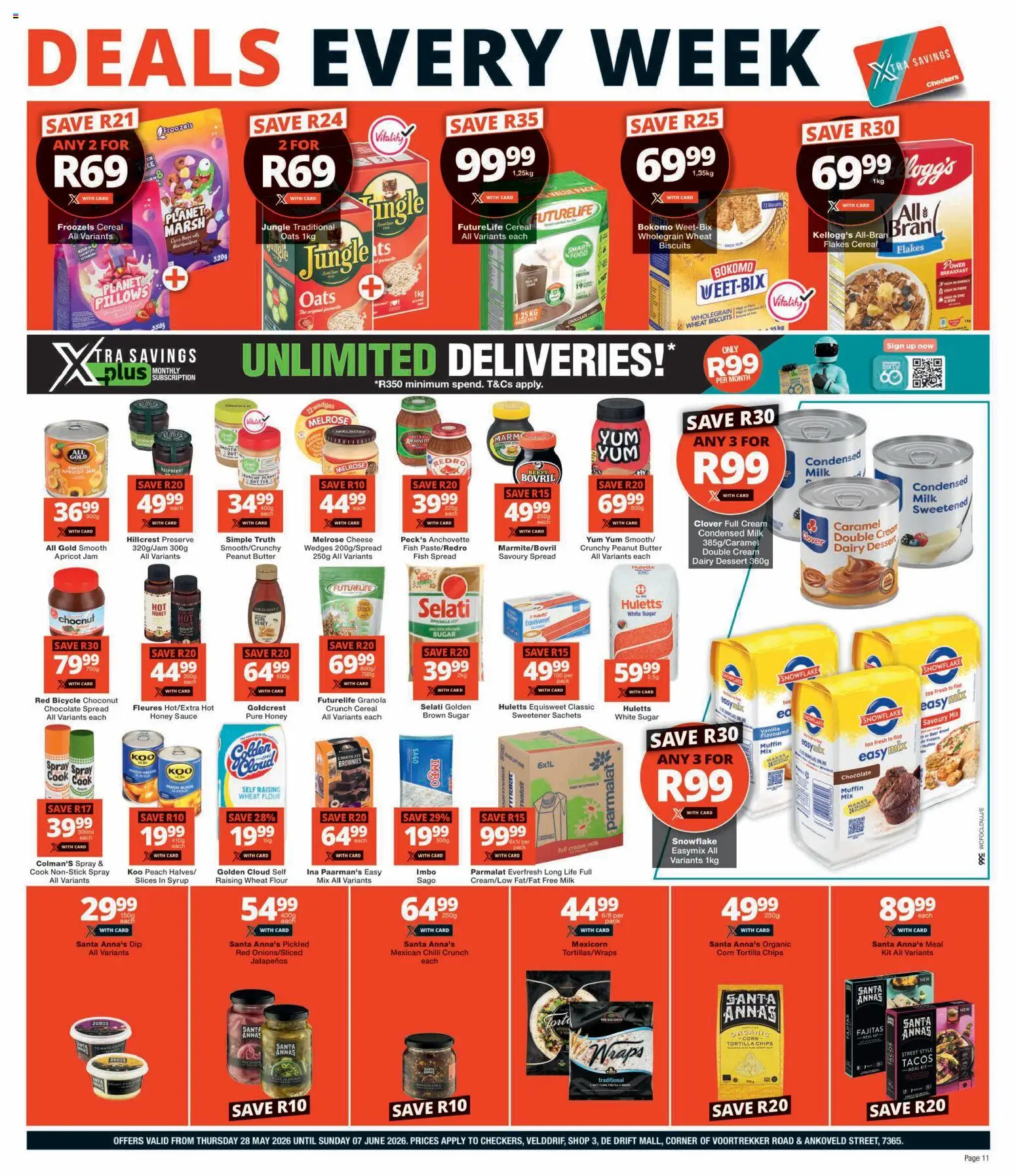 New Checkers catalogue – valid from 28.05.2026 | Page: 11 | Products: Milk, Butter, Biscuits, Cream