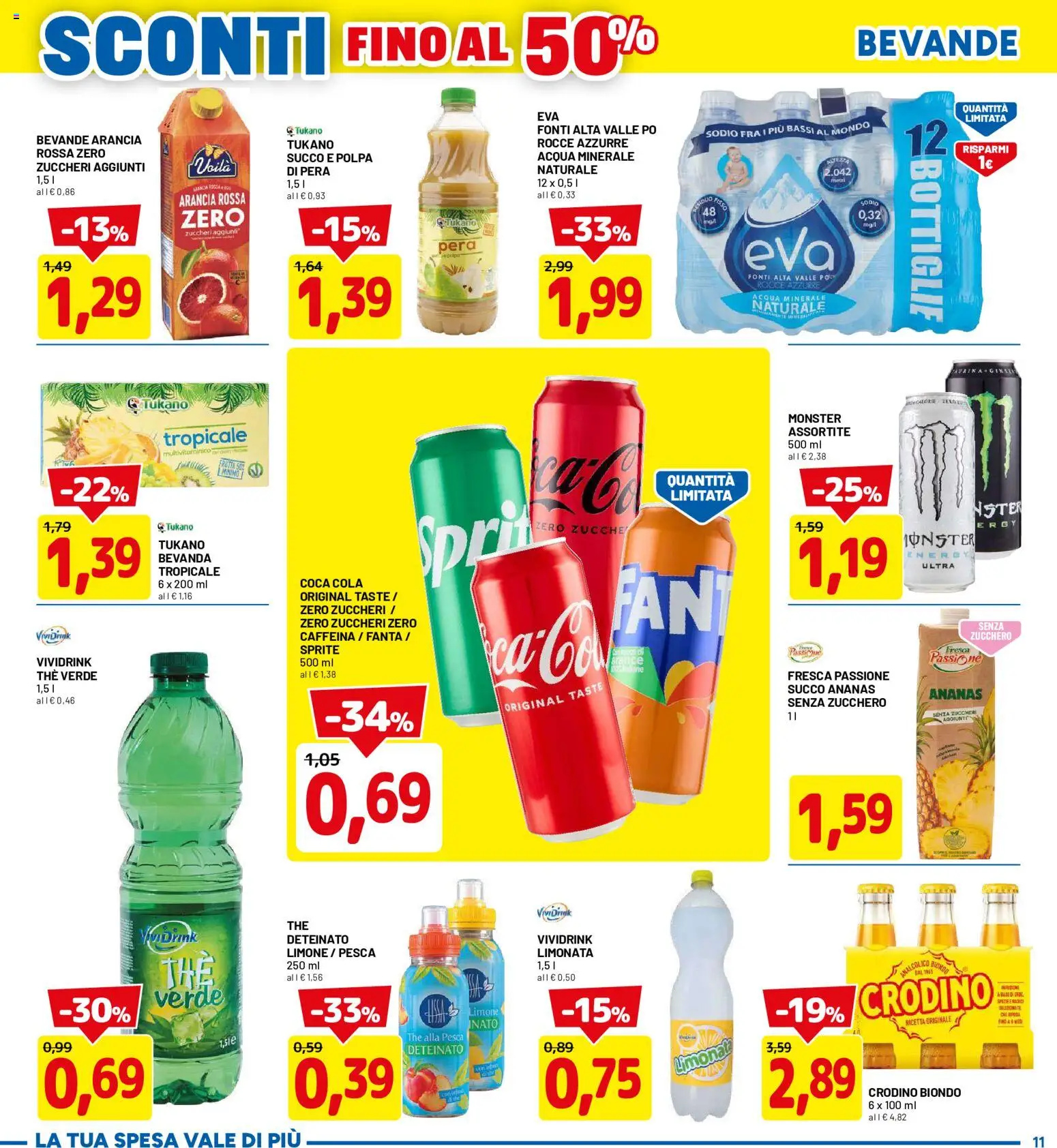 Volantino D Più del 25.05.2026 | Pagina: 11 | Prodotti: Limonata, Pera, Fanta, Coca Cola