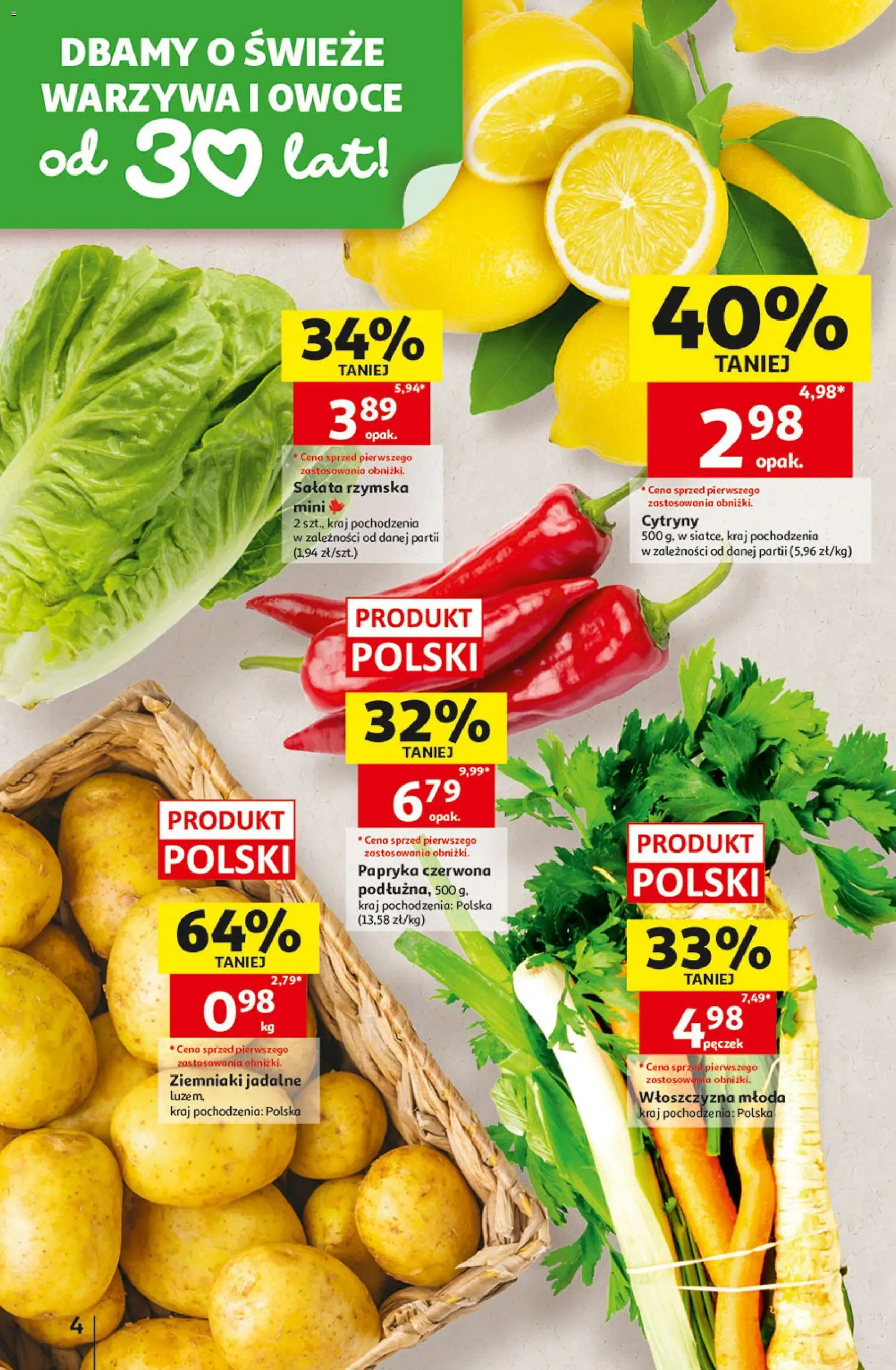 Auchan gazetka - Hipermarket od 01.10.2026 | Strona: 4 | Produkty: Włoszczyzna, Sałata, Papryka czerwona, Owoce