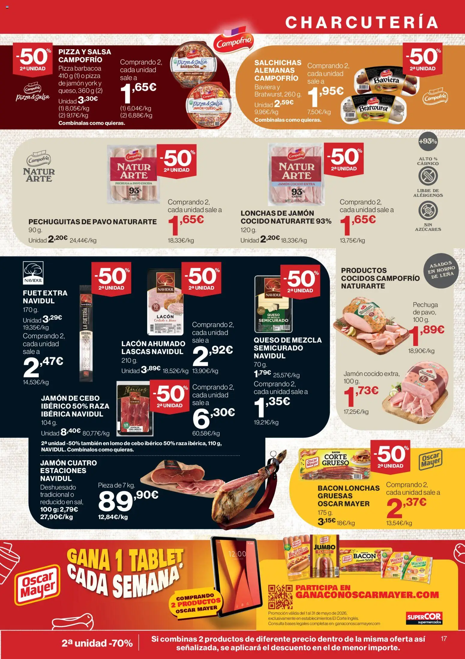 Supercor Canarias │ válido desde el 21.05.2026 | Página: 17 | Productos: Queso, Jamón, Jamón cocido, Pizza