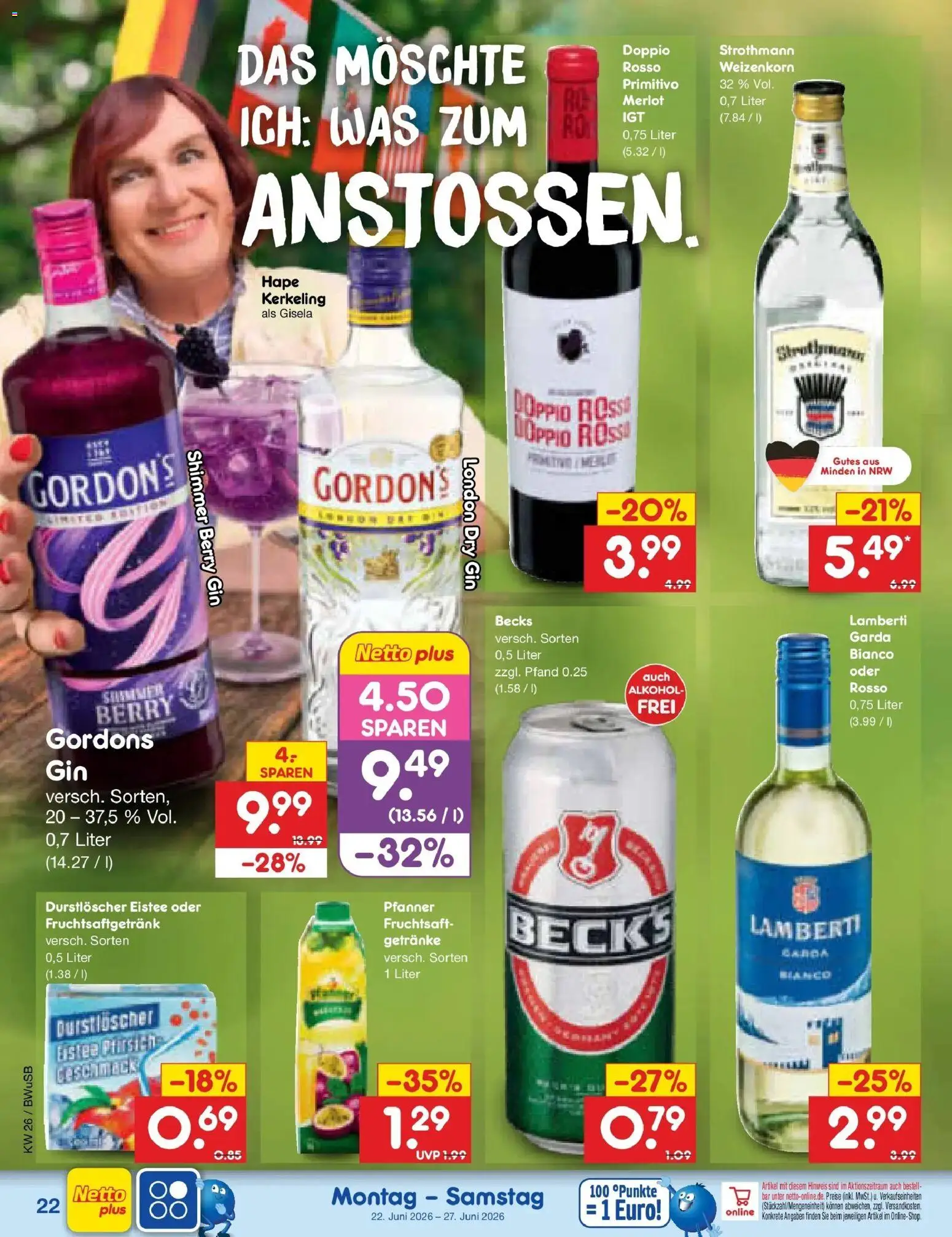 Netto Marken-Discount Prospekt Stemwede-Dielingen – gültig ab 21.06.2026 | Seite: 30 | Produkte: Durstloscher, Merlot, Pfirsich, Gin