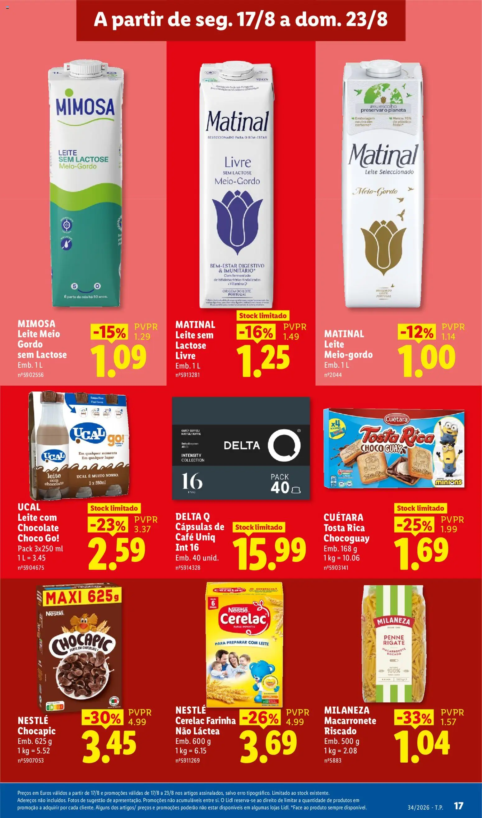 Lidl folheto │ válido de 17/08/2026 | Página: 17 | Produtos: Leite sem lactose, Delta q, Tanque, Farinha