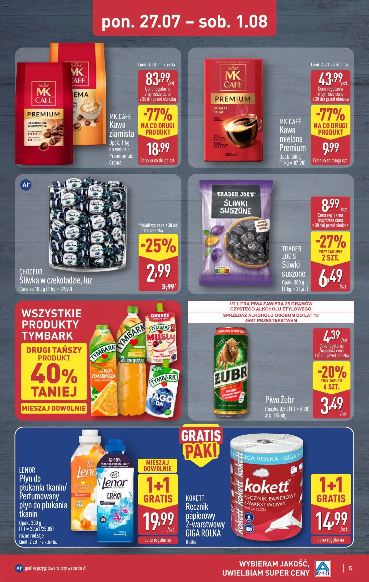 Aldi Polsko leták - Oferta weekendowa od 30.07.2026 | Strana: 5 | Produkty: Lenor, Zubr, Crema