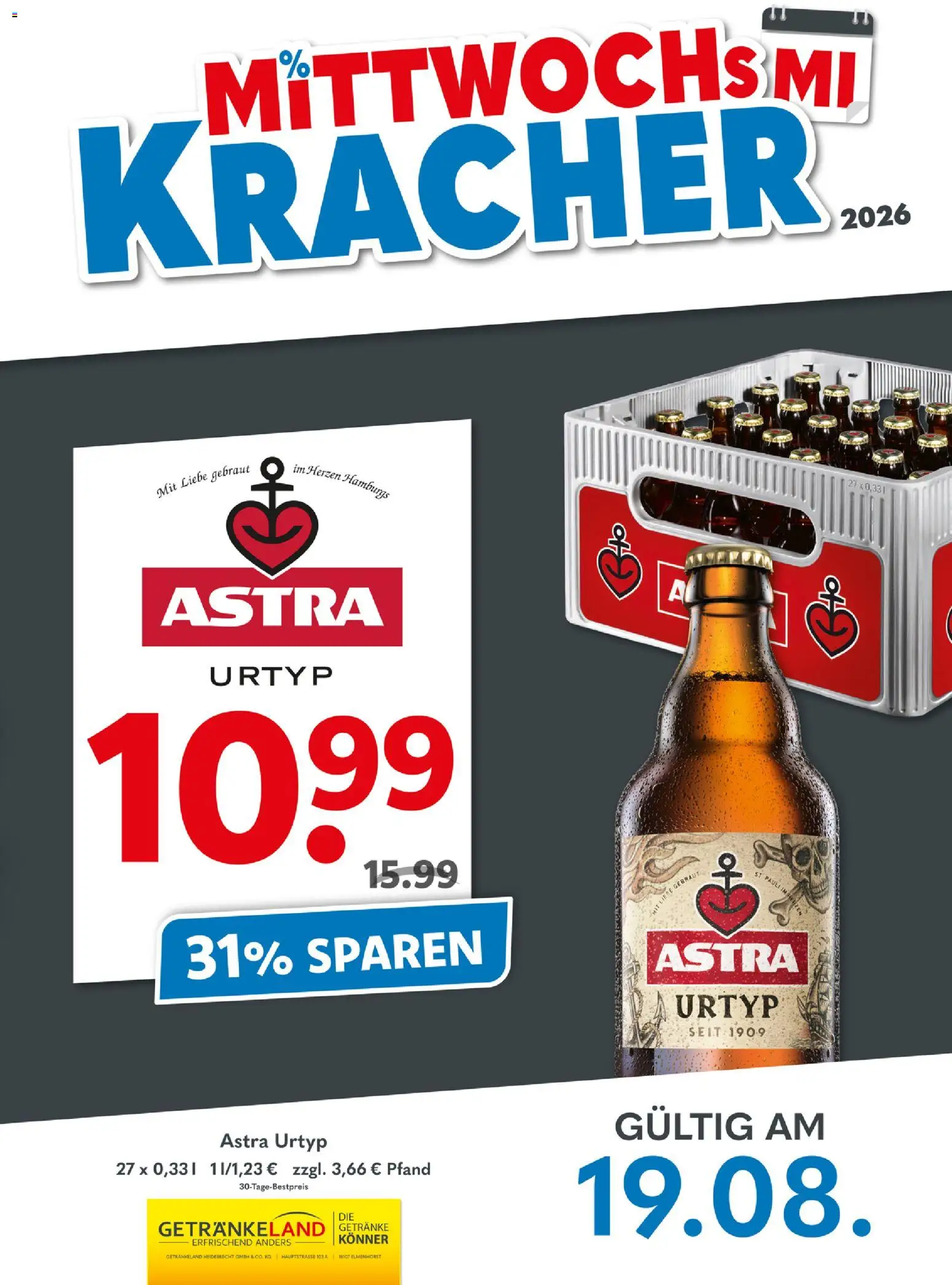 Getränkeland Mittwochs Kracher – gültig ab 19.08.2026 | Seite: 1 | Produkte: Astra