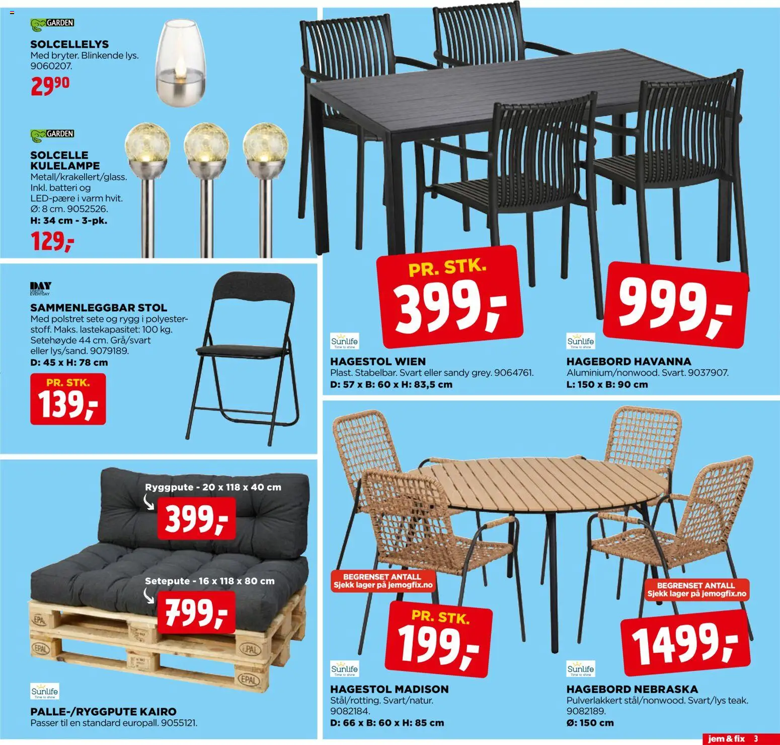 {H1} | Side: 3 | Produkter: Hagebord, Hagestol, Stol, Batteri