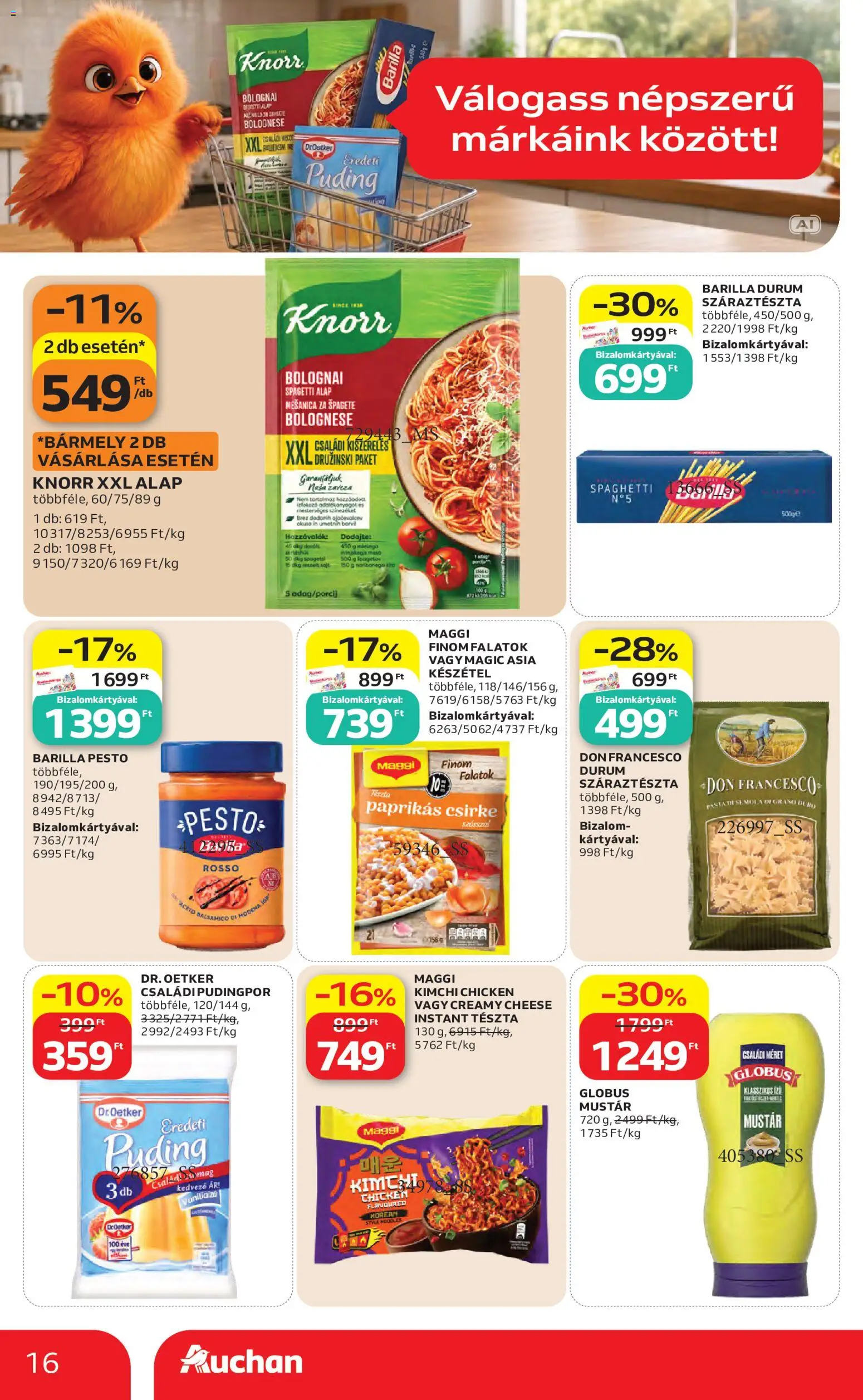 Auchan akciós ujság - amely érvényes a következő dátumtól: 2026.09.10. | Oldal: 16 | Termékek: Puding, Dr. Oetker, Hozzávalók, Barilla