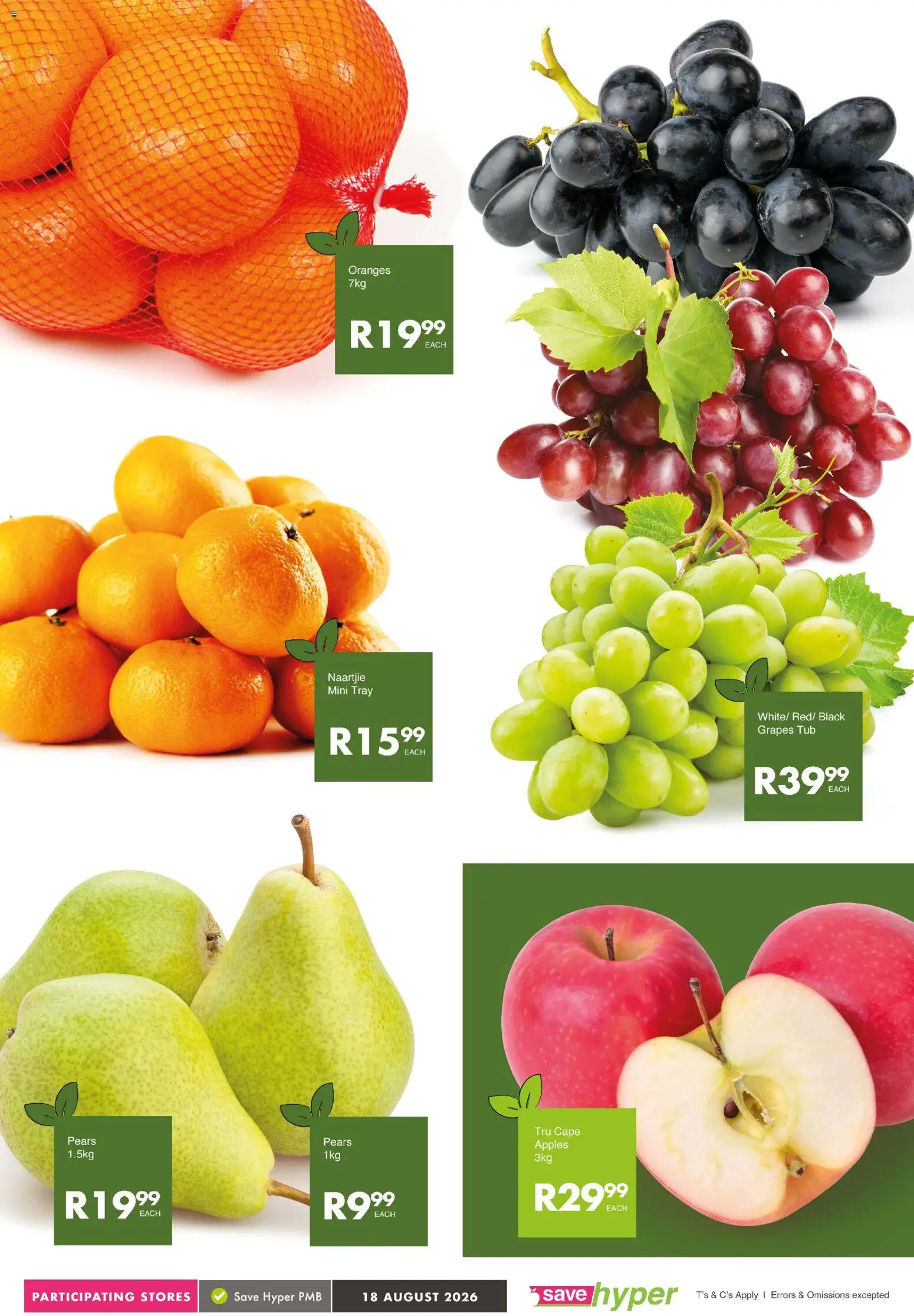 New Save catalogue – valid from 18/08/2026 | Page: 7 | Products: Pears, Tray, Apples, Grapes