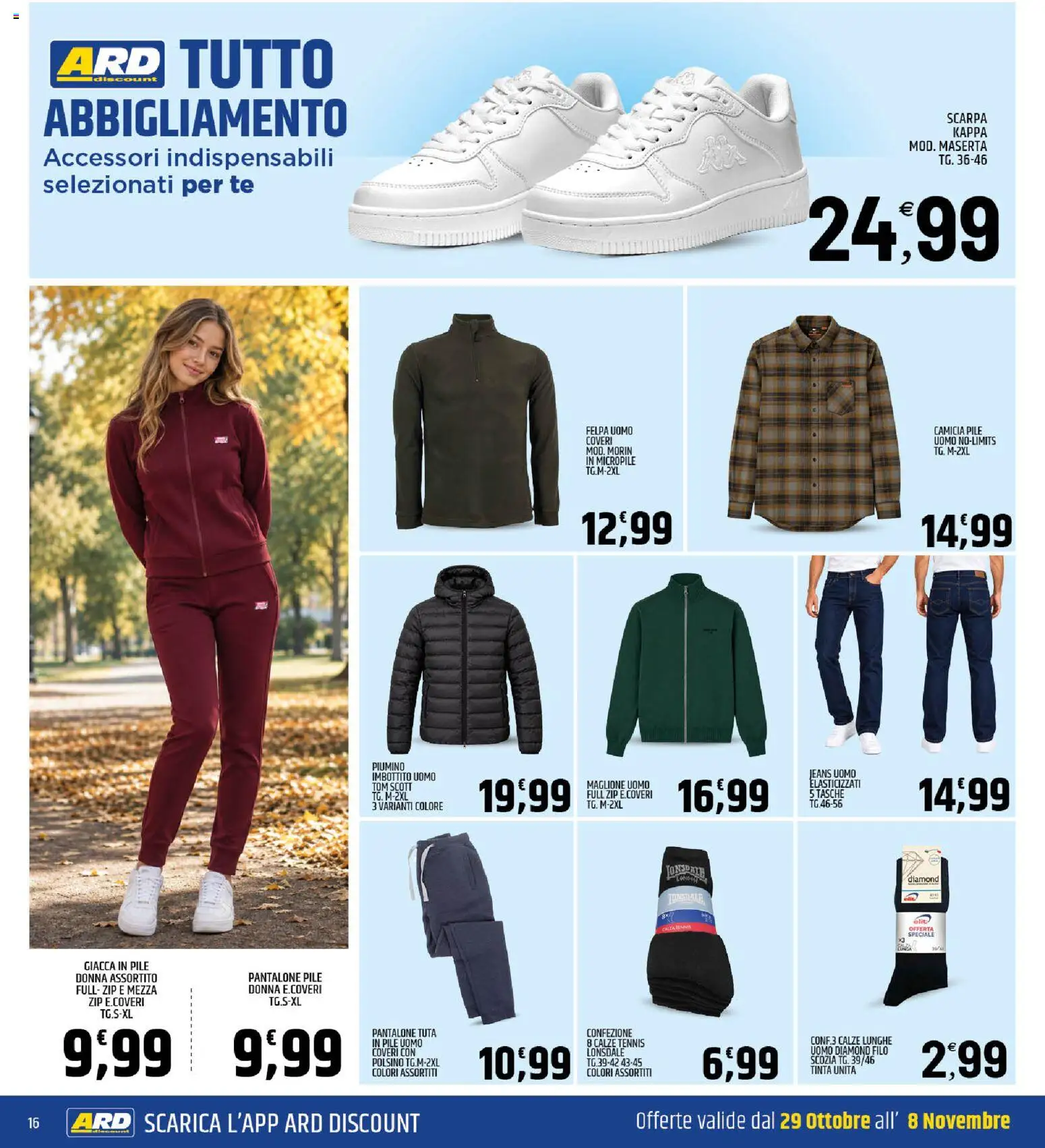 Volantino ARD Discount del 25/10/2026 | Pagina: 16 | Prodotti: Pile, Giacca, Maglione, Jeans
