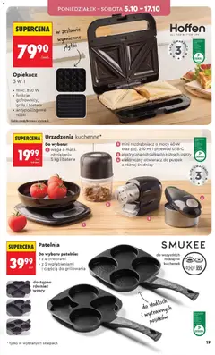 Pogląd oferty "Biedronka gazetka - Hity i inspiracje" - ważna od 03.10.2026 | Strona: 19 | Produkty: Waga, Sandwich, Patelnia Smukee, Patelnia