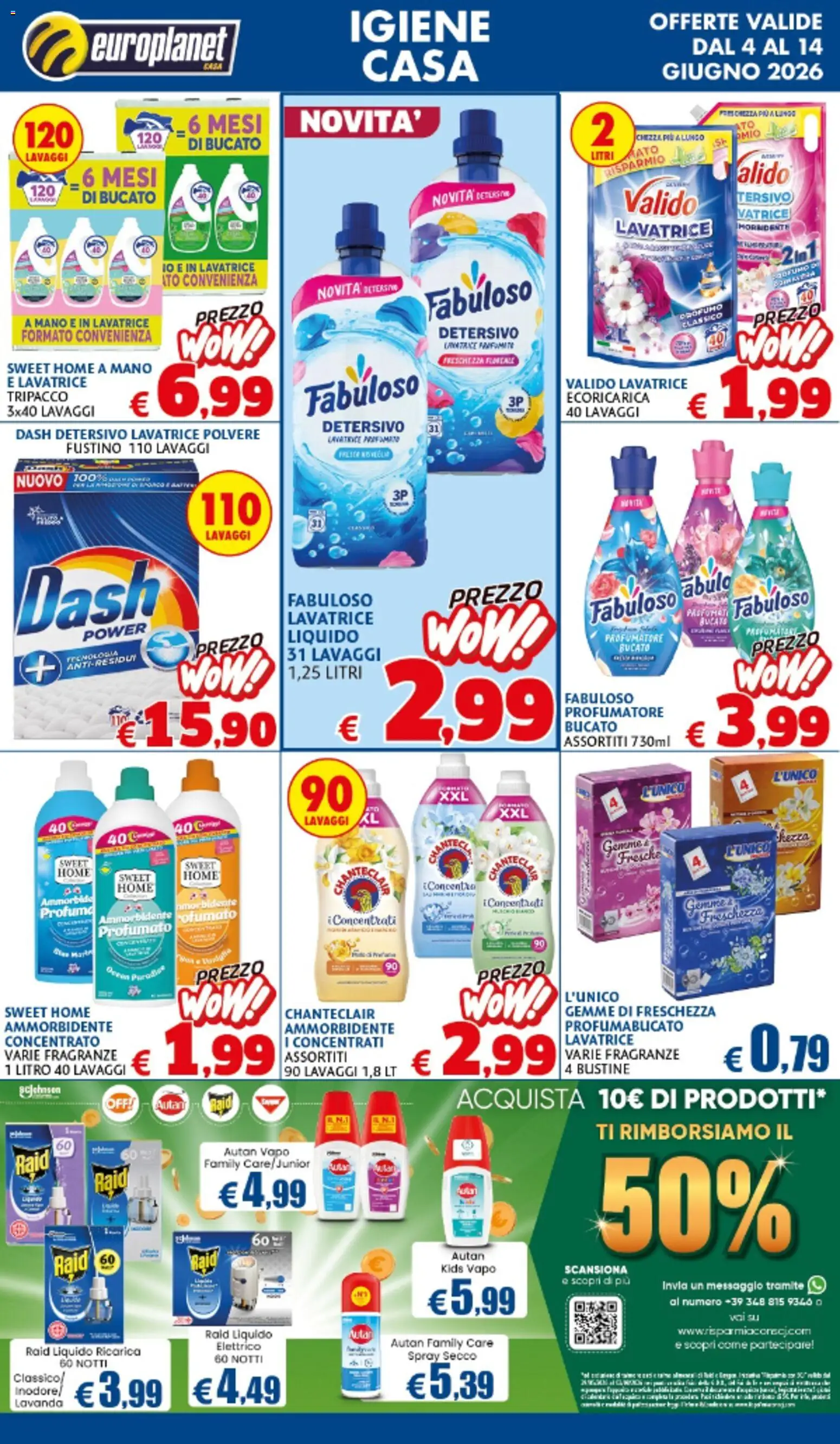 Volantino Europlanet Casa del 04.06.2026 | Pagina: 6 | Prodotti: Ammorbidente, Lavatrice, Lavanda, Profumo