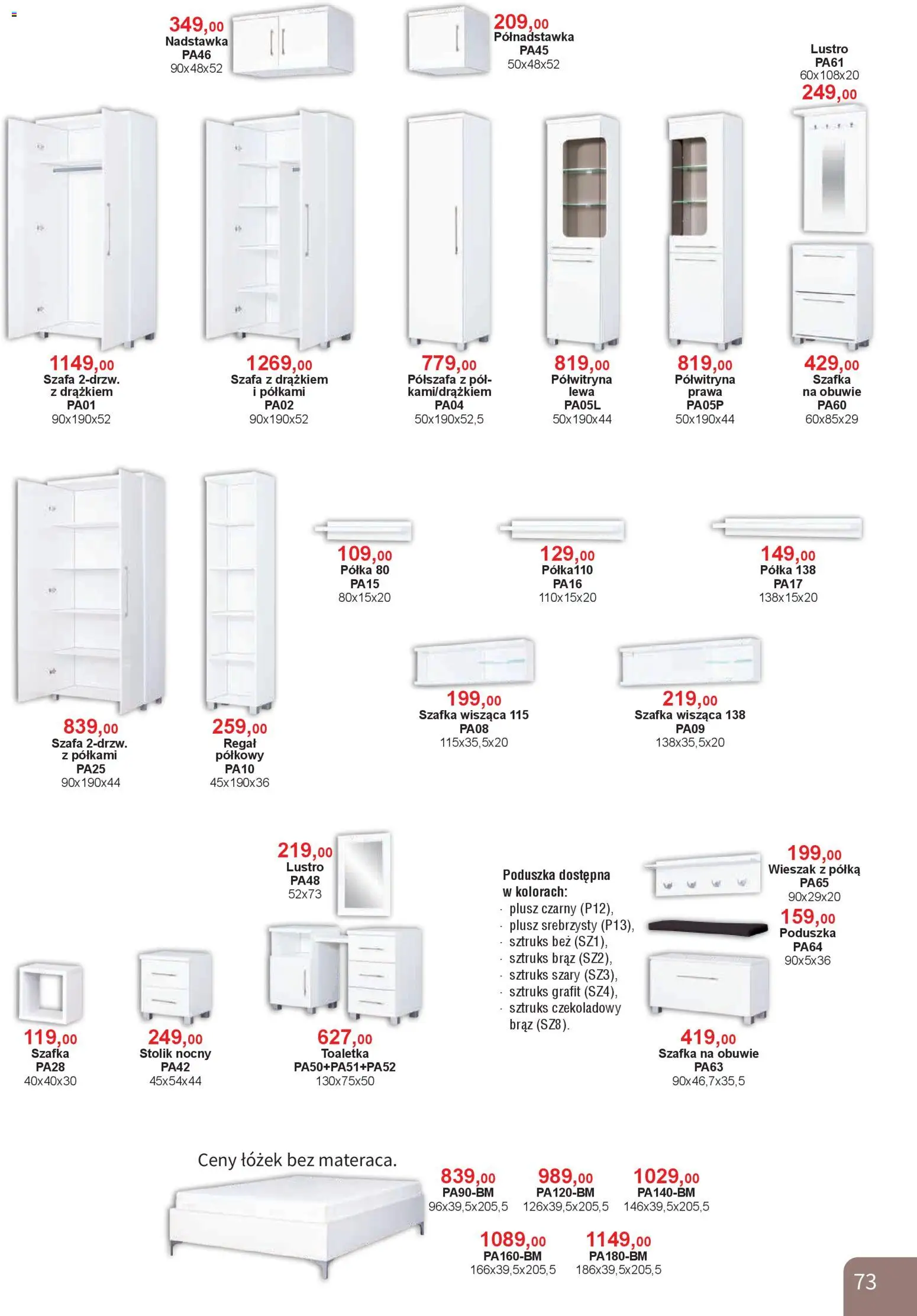 Bodzio Katalog od 01.04.2026 | Strona: 73 | Produkty: Poduszka, Lustro, Wieszak, Toaletka