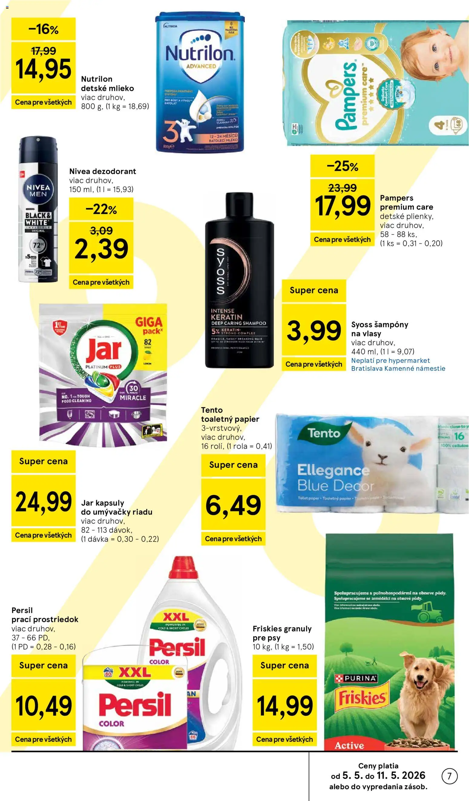 Nové Tesco akcie – leták je platný od 06.05.2026 | Strana: 7 | Produkty: Mlieko, Nivea, Persil, Nutrilon