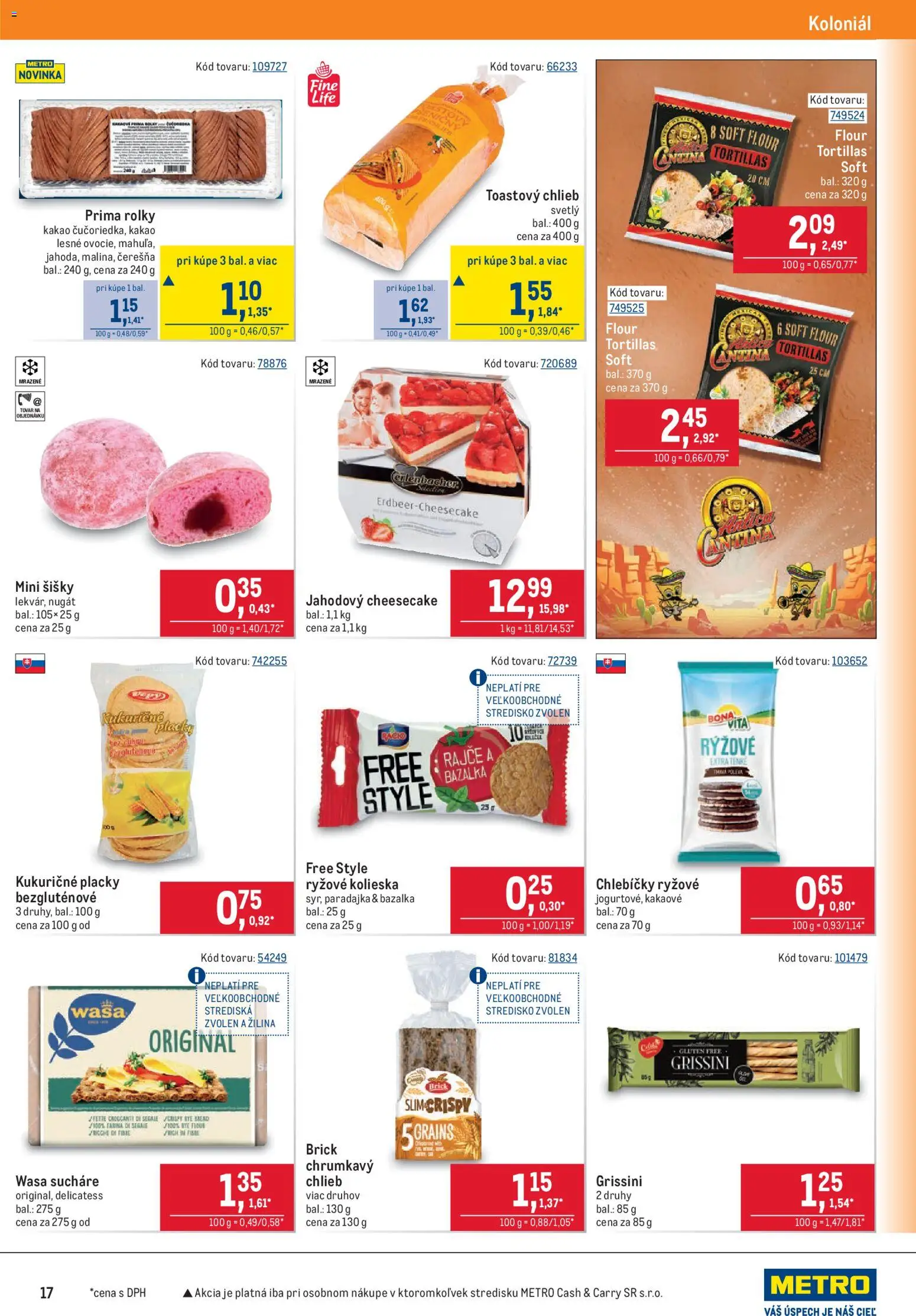 Nové Metro akcie – leták je platný od 12.08.2026 | Strana: 17 | Produkty: Chlieb, Toastový chlieb, Paradajka, Kakao
