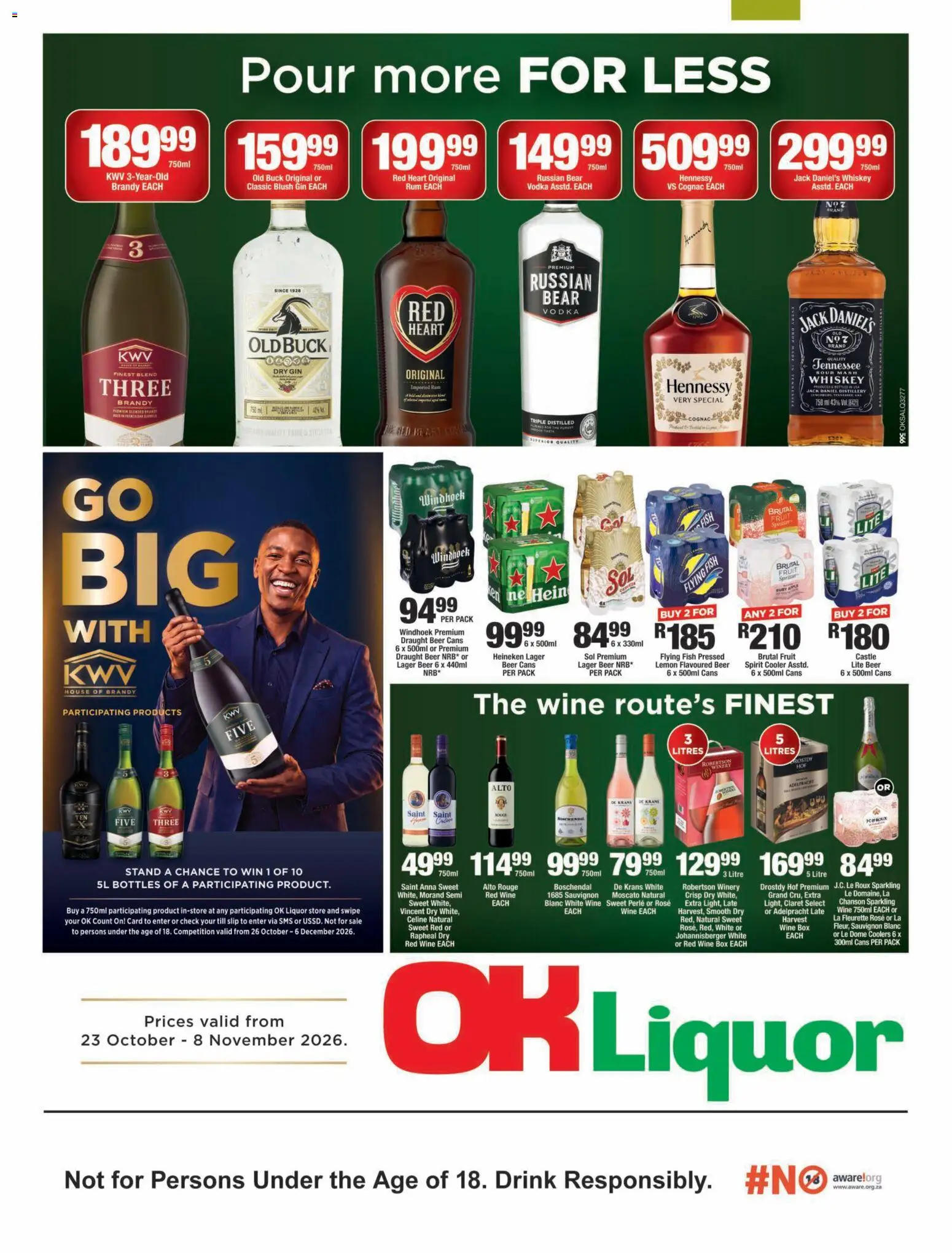 New OK Foods catalogue – valid from 23/10/2026 | Page: 1 | Products: Rum, Beer, Red Wine, Cognac