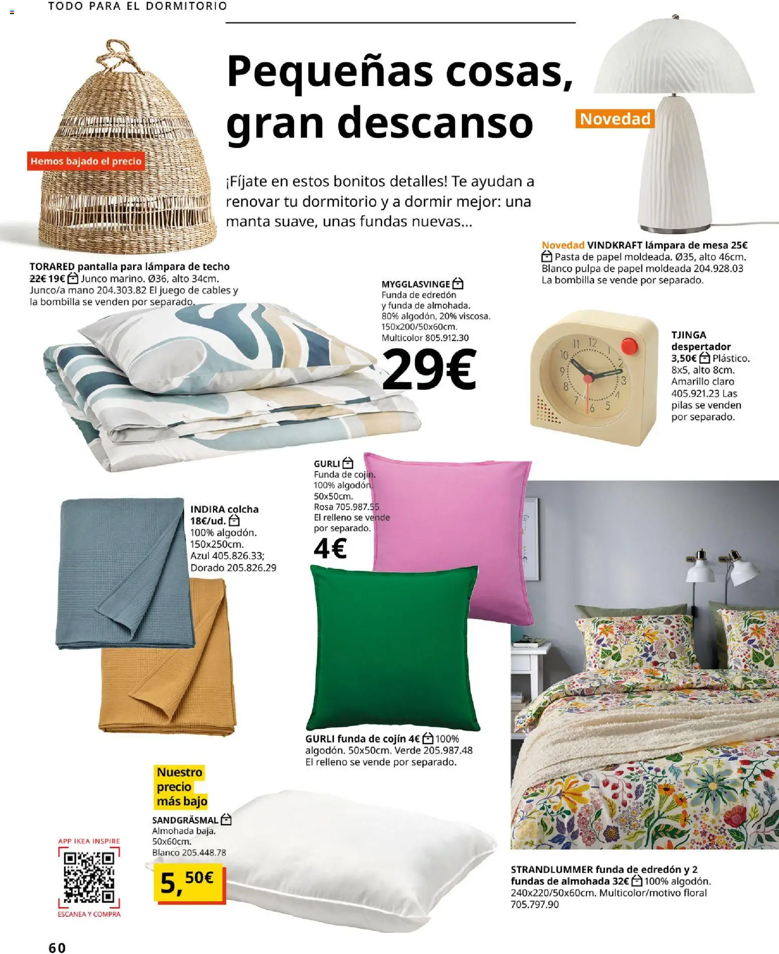 Catálogo IKEA Accesorios y decoración │ válido desde el 01/02/2026 | Página: 60 | Productos: Té, Despertador, Colcha, Lámpara