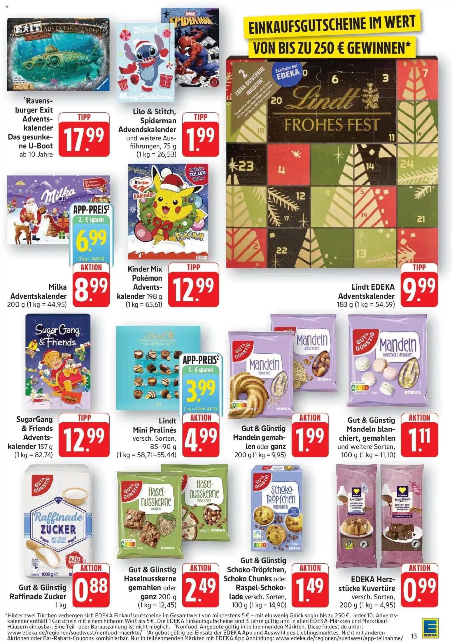 Edeka Prospekt Bad Bergzabern (ab 19.10.2026) » Angebote Online | Seite: 15 | Produkte: Mandeln, Milka, Zucker, Lindt