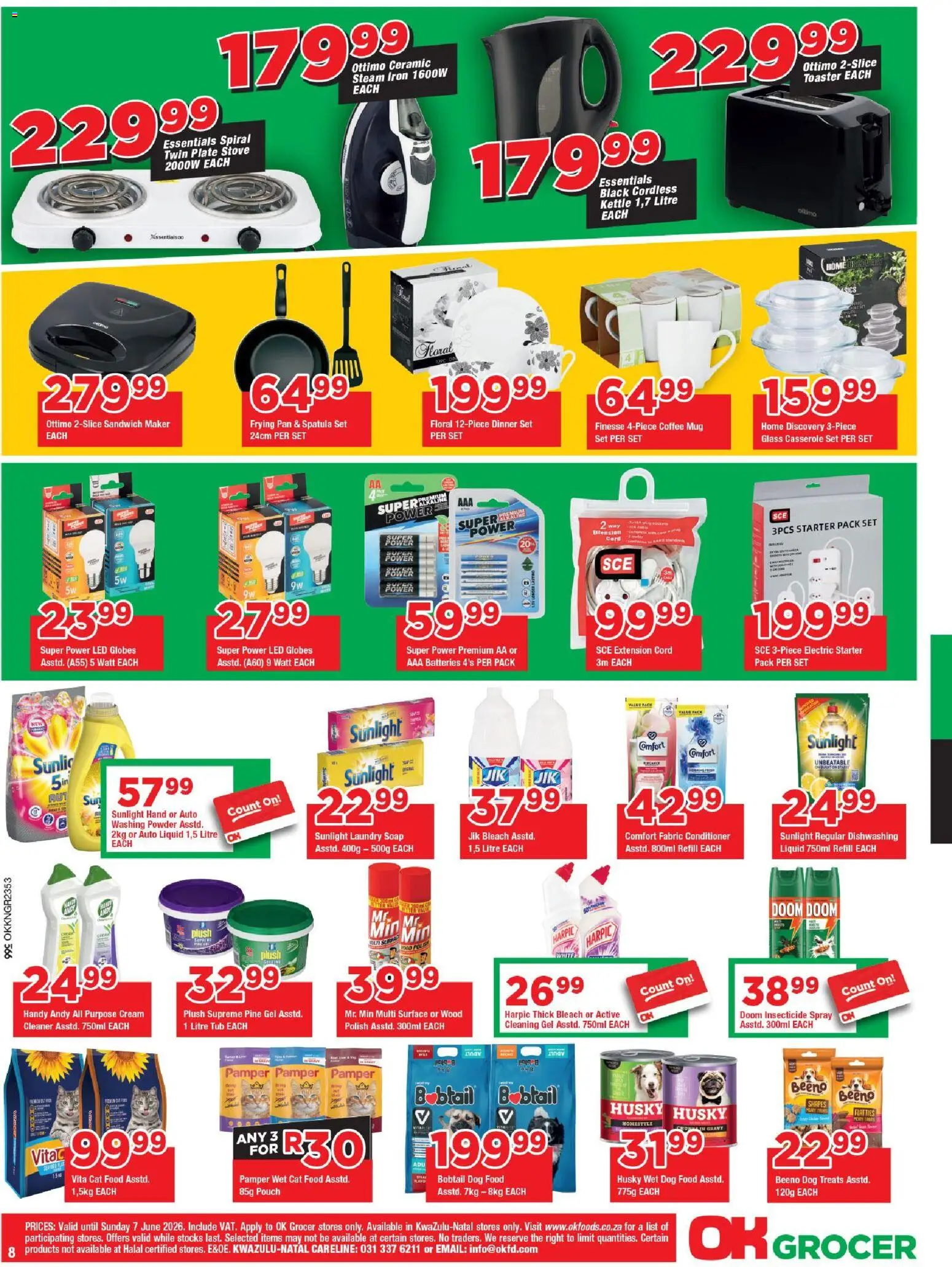 New OK Foods catalogue – valid from 25.05.2026 | Page: 8 | Products: Toaster, Bleach, Powder, Washing powder