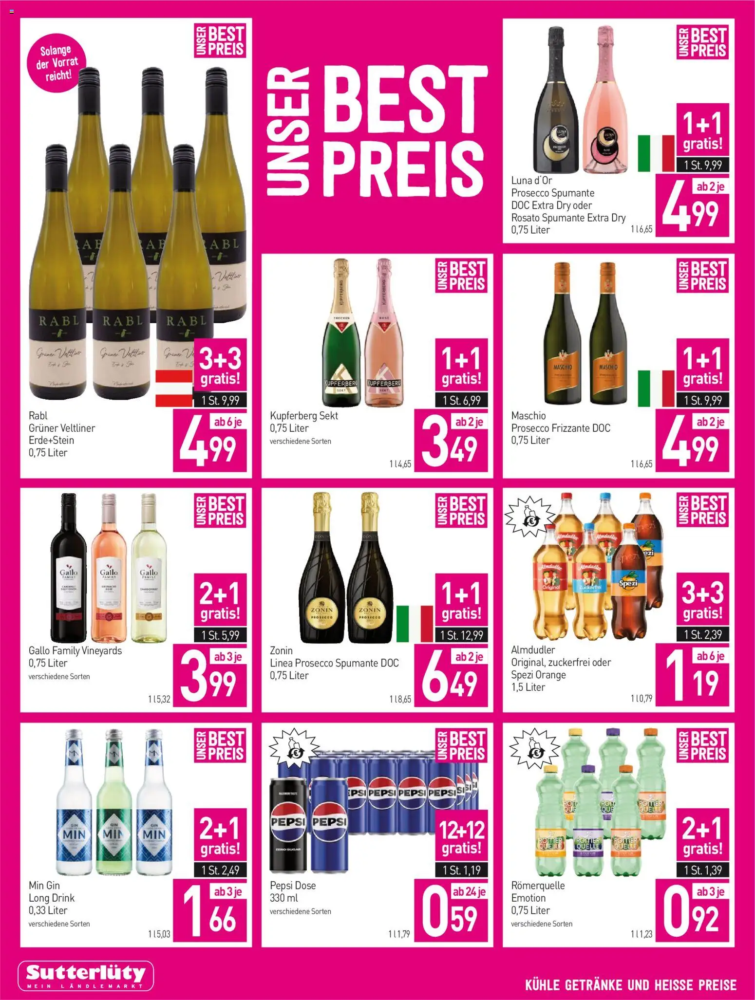 Sutterlüty Unser aktuelles Flugblatt gültig ab 01.10.2026 | Seite: 10 | Produkte: Gin, Getränke, Prosecco, Pepsi