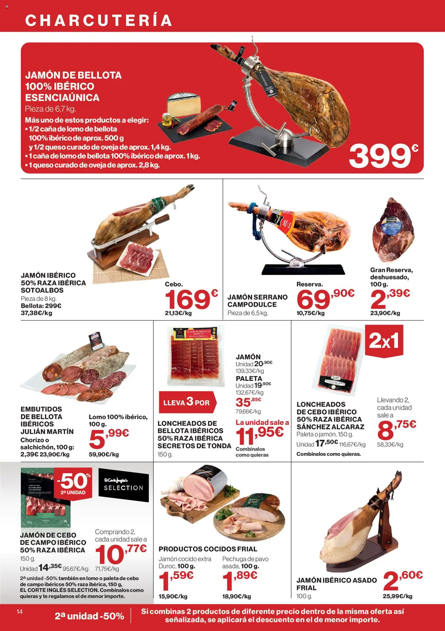 Hipercor catálogo │ válido desde el 21.05.2026 | Página: 14 | Productos: Jamón serrano, Jamón cocido, Té, Νυχτικό
