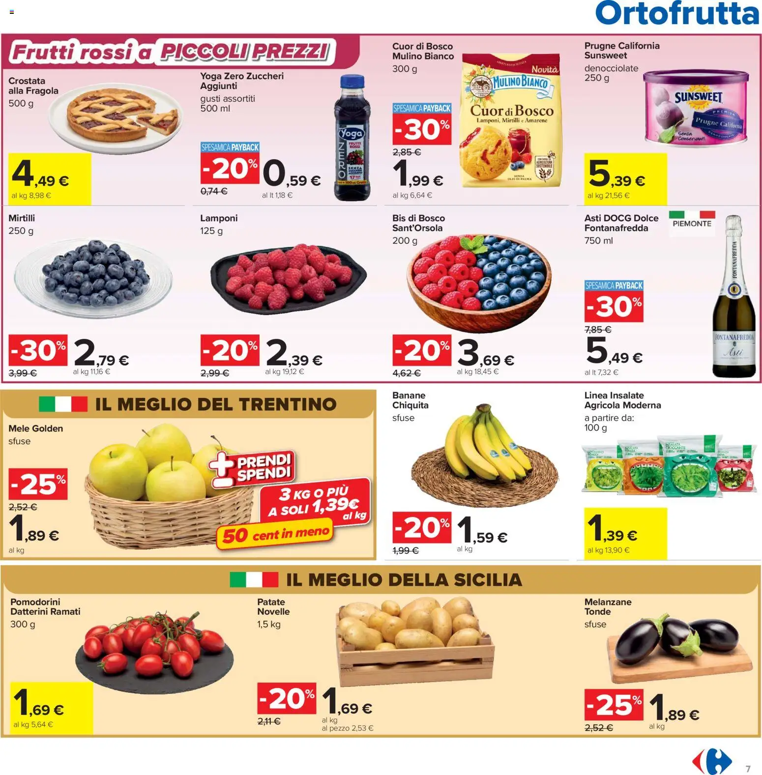 Volantino Carrefour del 07.04.2026 | Pagina: 7 | Prodotti: Lamponi, Insalata, Patate, Mirtilli