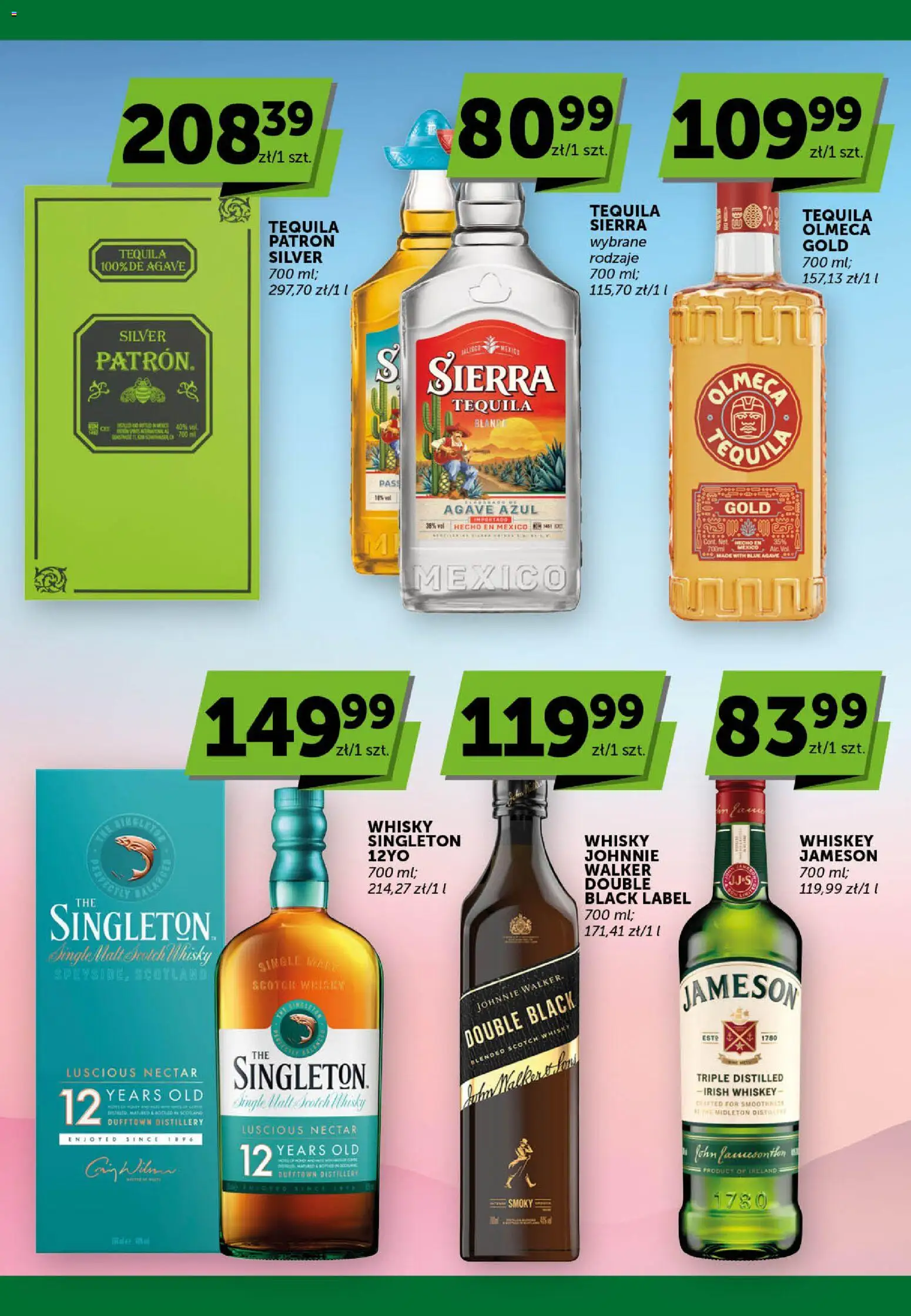 Groszek gazetka - Katalog alkoholowy od 23.07.2026 | Strona: 7 | Produkty: Jameson, Tequila Sierra, Whisky Singleton, Whisky