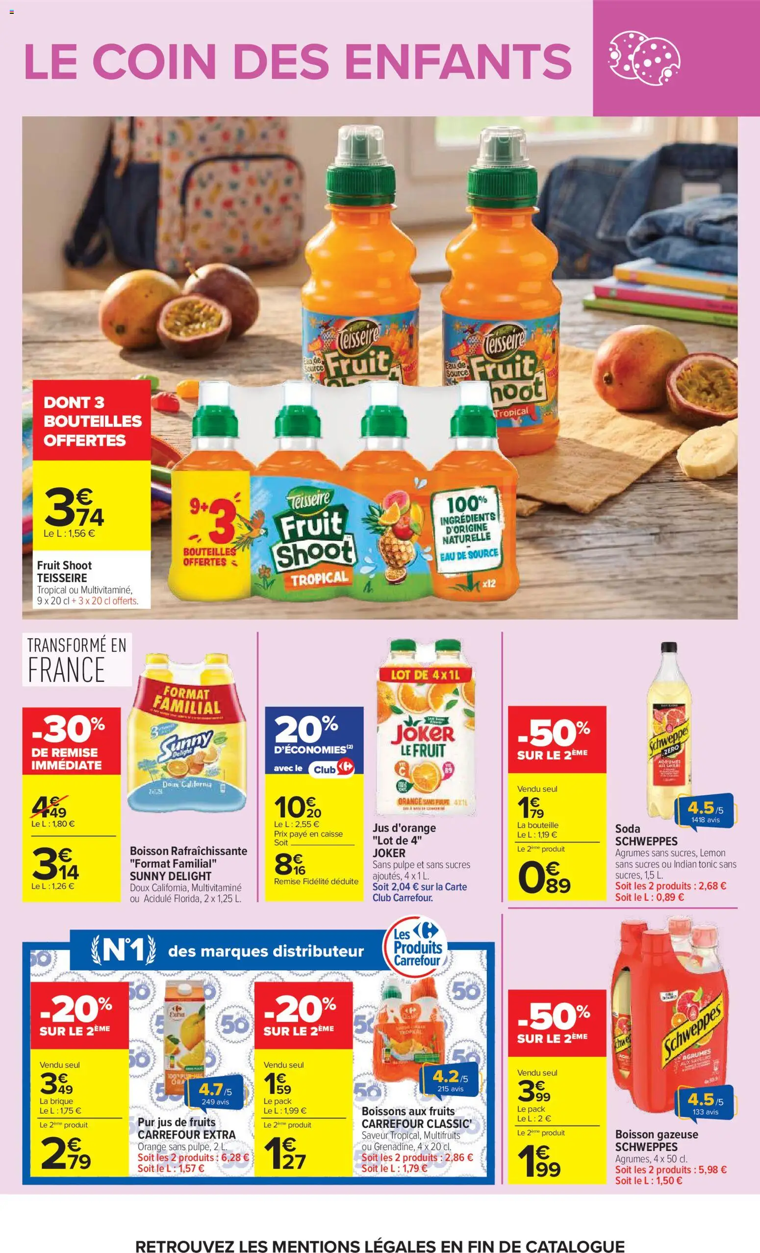 {H1} | Page: 16 | Produits: Ingrédients, Jus d'orange, Soda, Eau de source