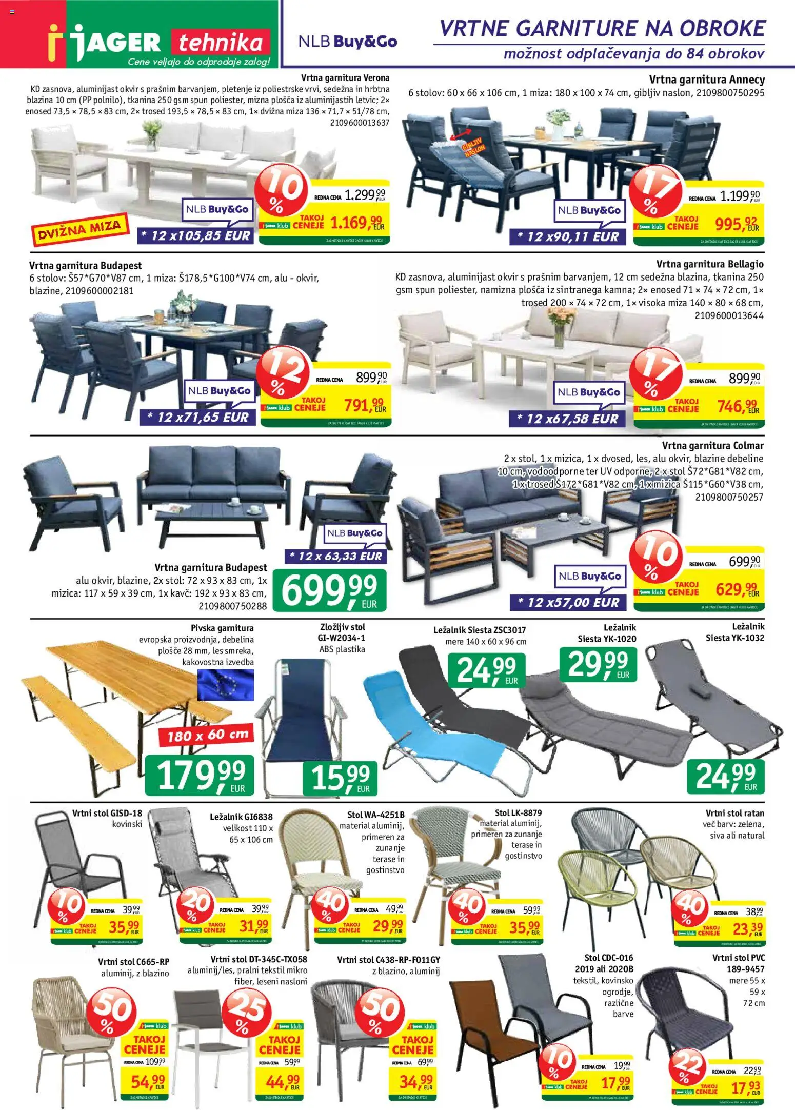 Novi Jager katalog ponudbe – veljaven od 01.07.2026 | Stran: 13 | Izdelki: Vrtna garnitura, Trosed, Miza, Stol