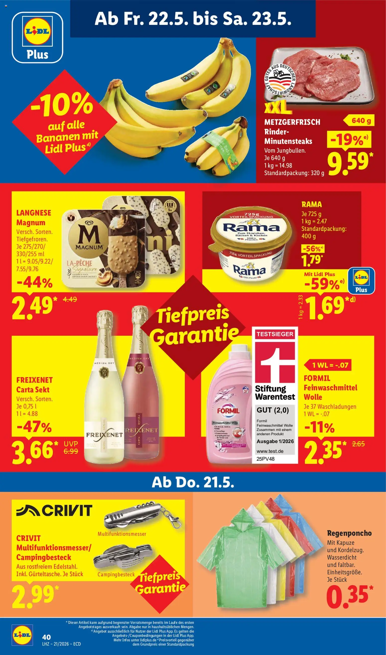 Lidl Prospekt – gültig ab 18.05.2026 | Seite: 68 | Produkte: Langnese, Rama, Sekt, Bananen