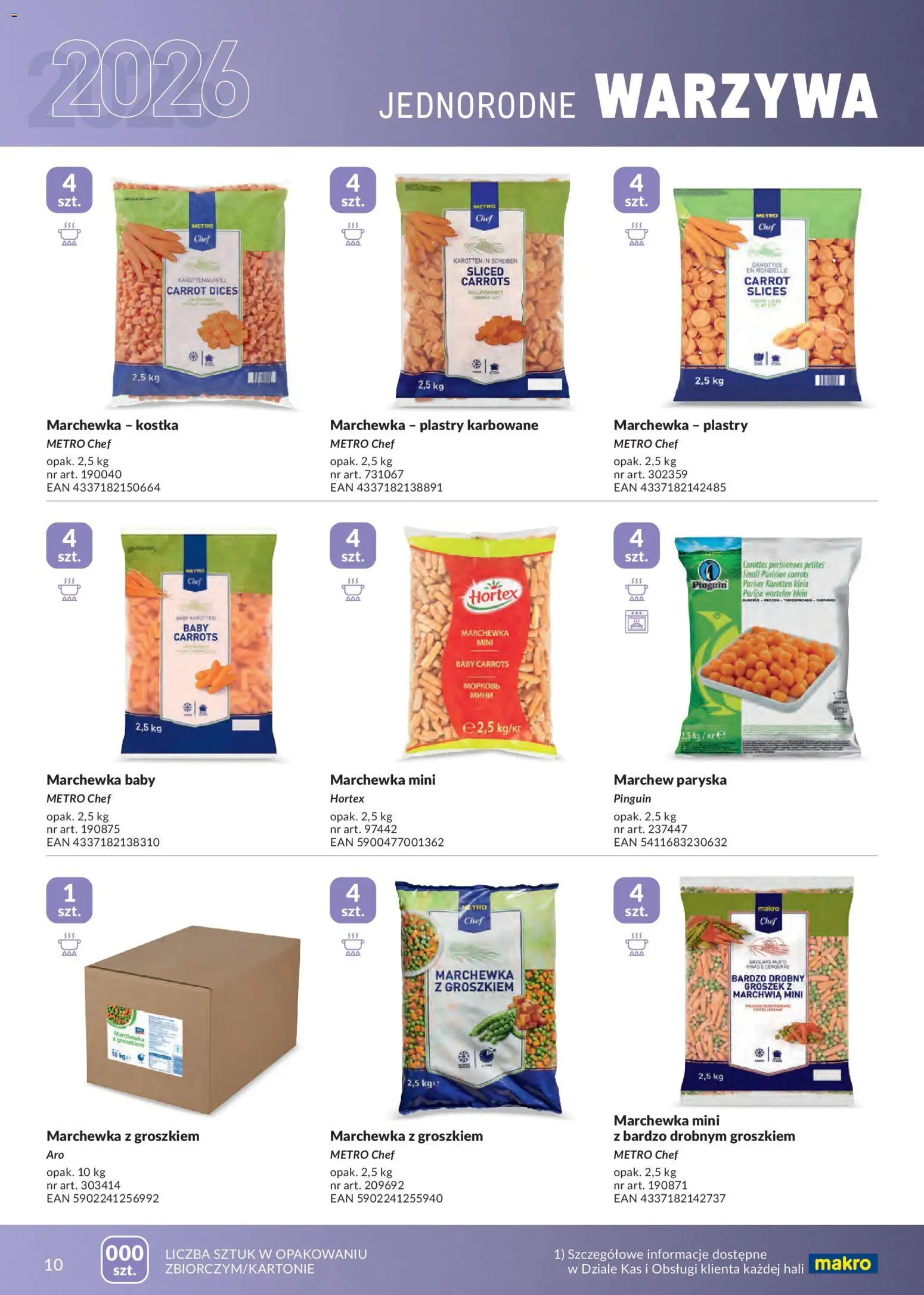 Makro gazetka - Mrożonki od 01.05.2026 | Strona: 10 | Produkty: Groszek, Marchewka, Warzywa, Marchewka z groszkiem
