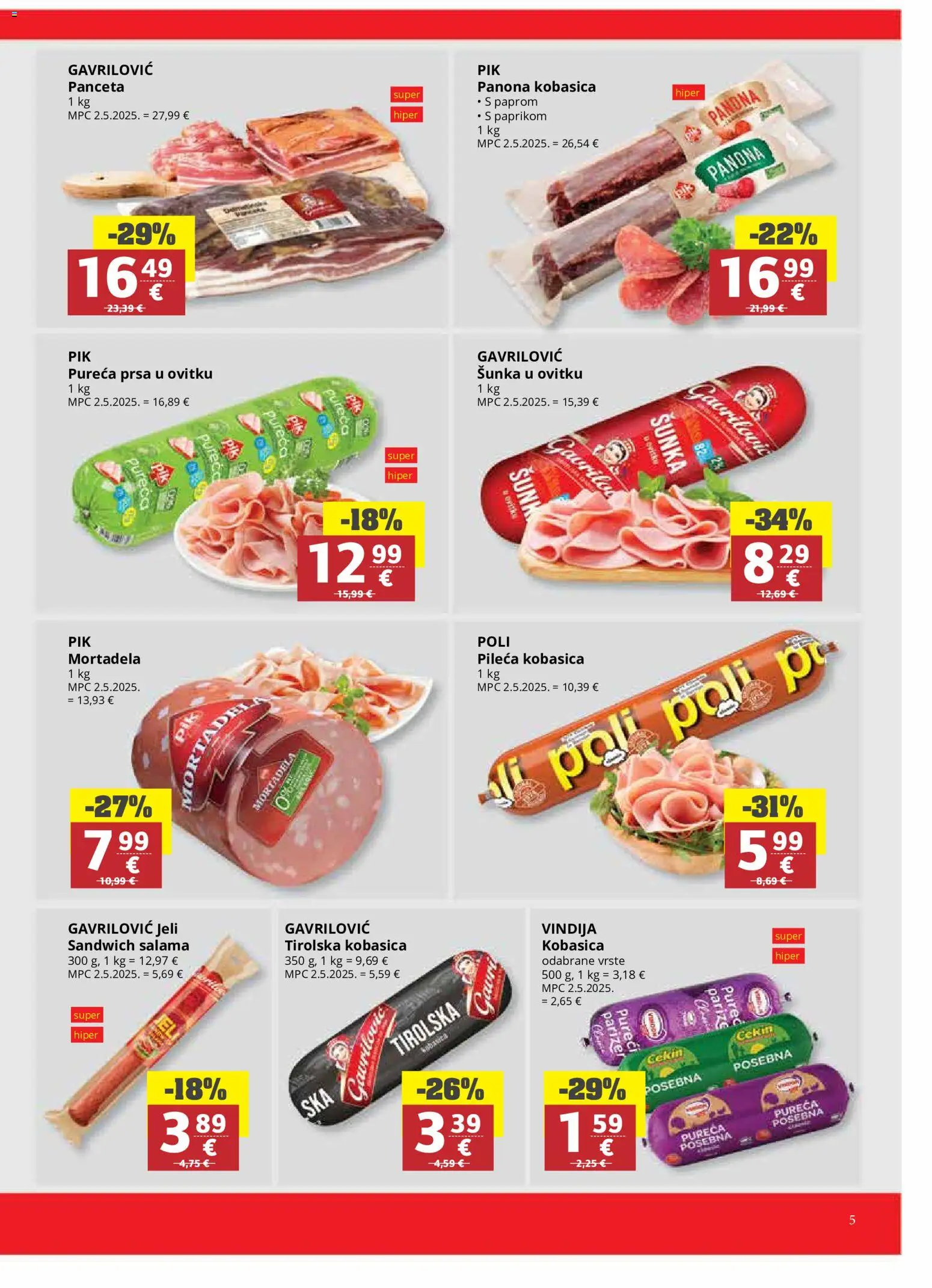 Ribola katalog | vrijedi od 06.08.2026 | Stranica: 5 | Proizvodi: Vindija, Salama, Mortadela, Kobasica