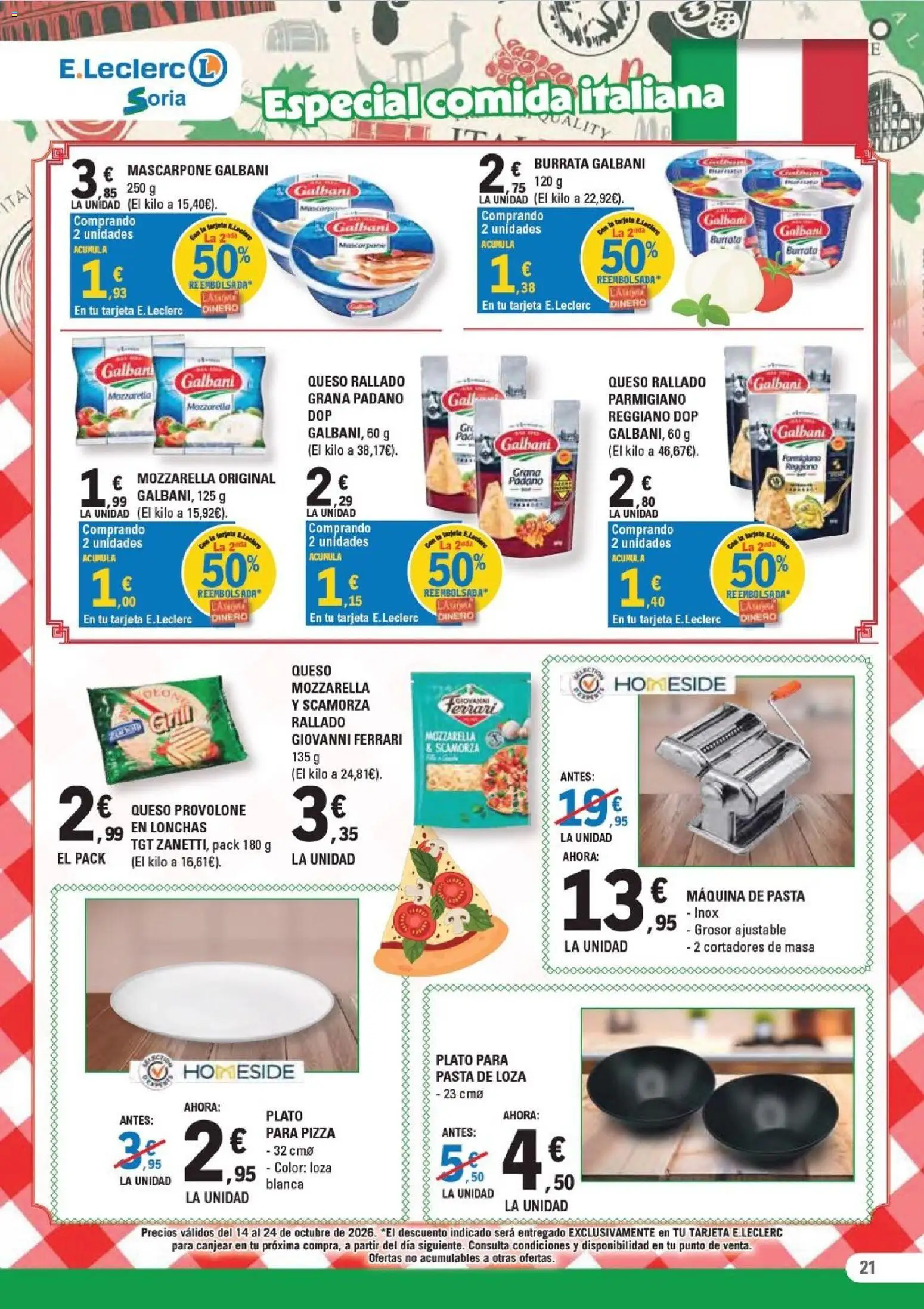 E.Leclerc - Soria │ válido desde el 14/10/2026 | Página: 21 | Productos: Masa, Pizza, Pasta, Mascarpone