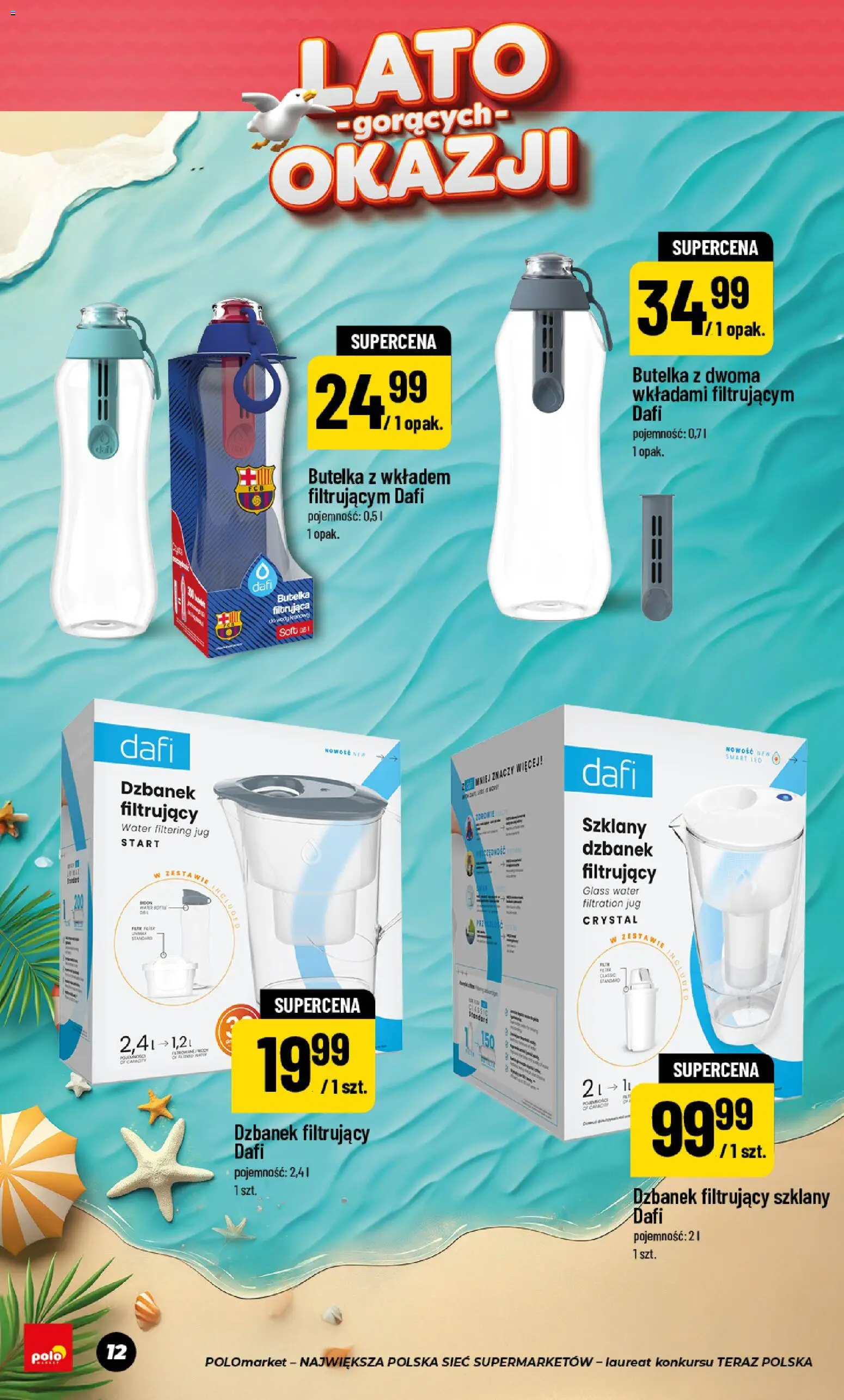 Nowa POLOmarket gazetka od jutra 24.06.2026 | Strona: 12 | Produkty: Dzbanek, Dzbanek filtrujący, Butelka filtrująca, Dzbanek filtrujący dafi