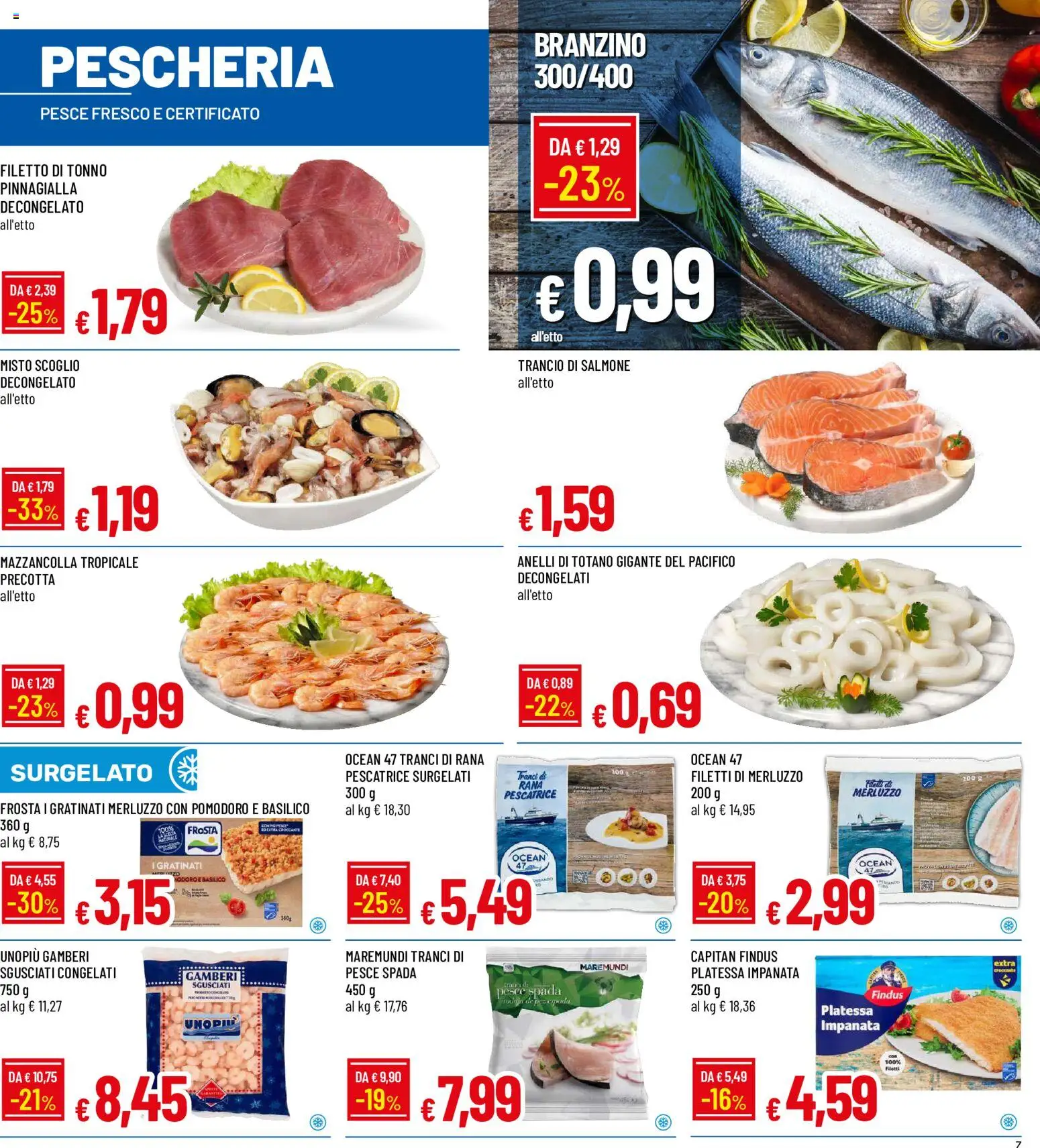 Volantino Galassia del 02/11/2026 | Pagina: 7 | Prodotti: Pesce, Merluzzo, Gamberi, Branzino