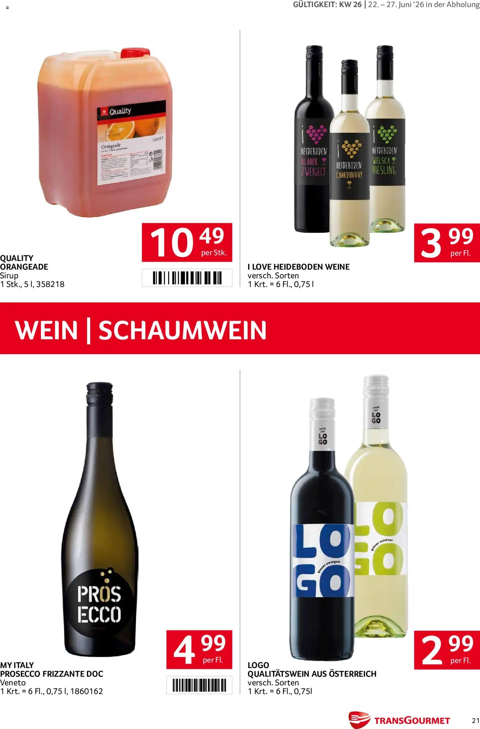 Transgourmet Flugblatt gültig ab 22.06.2026 | Seite: 20 | Produkte: Wein