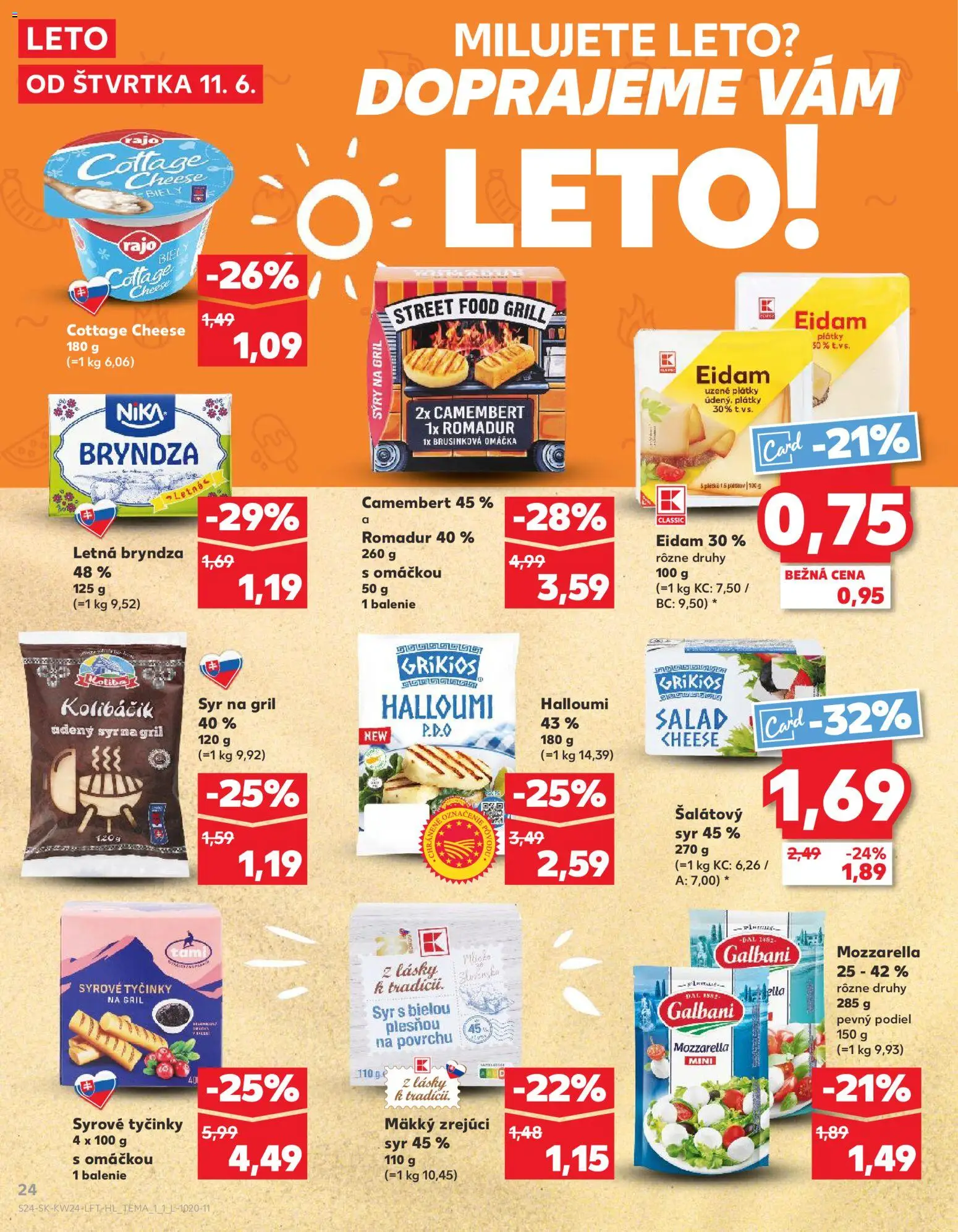 Nové Kaufland akcie – leták je platný od 11.06.2026 | Strana: 24 | Produkty: Gril, Mozzarella, Bryndza