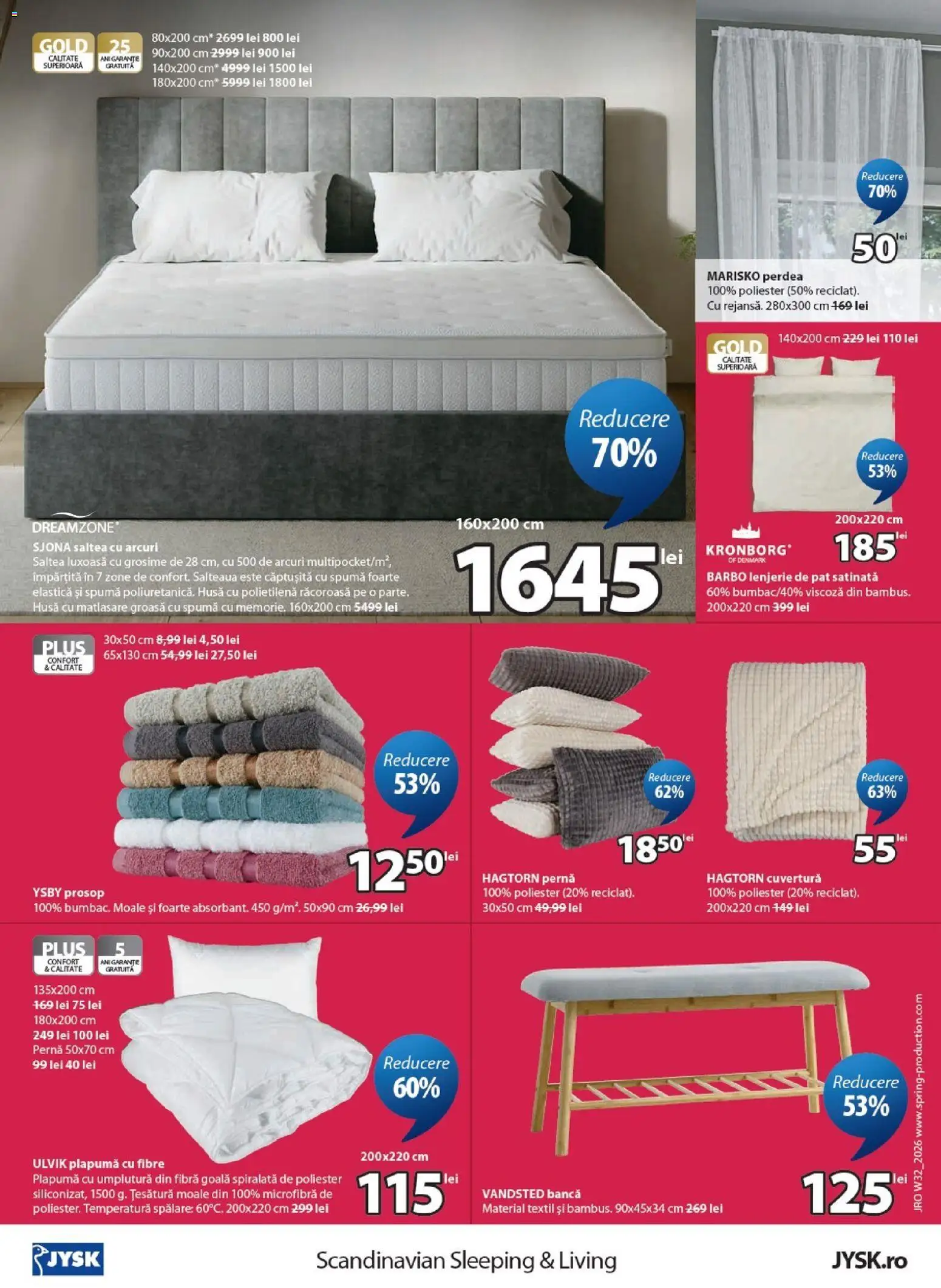 Noul catalog JYSK – valabil de la 04.08.2026 | Pagină: 16 | Produse: Cuvertură, Lenjerie de pat, Pernă, Perdea