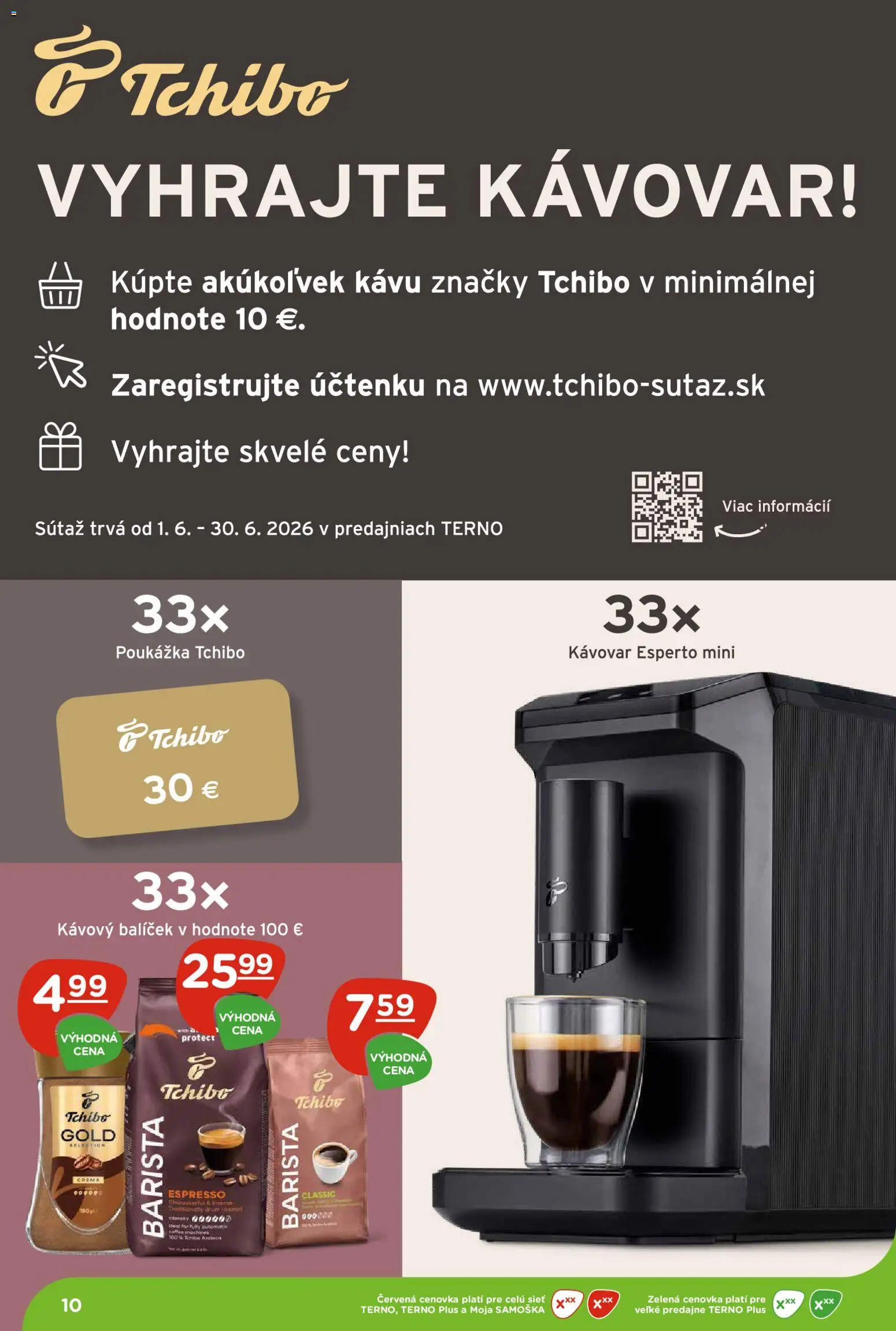 Nové Terno akcie – leták je platný od 11.06.2026 | Strana: 10 | Produkty: Tchibo kávovar, Kávovar, Barista